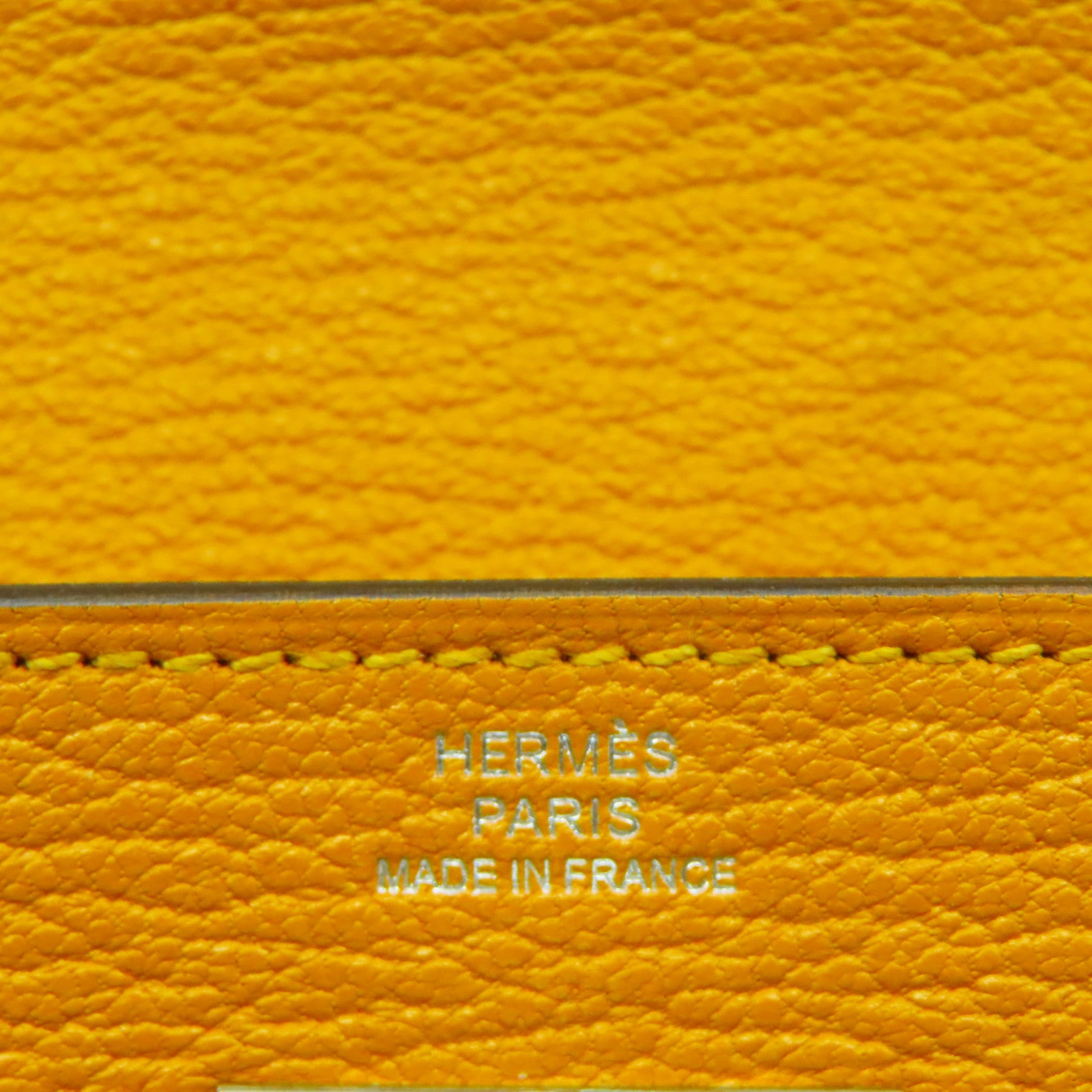 HERMES Chevre皮革Kelly Wallet銀扣長錢包黃色