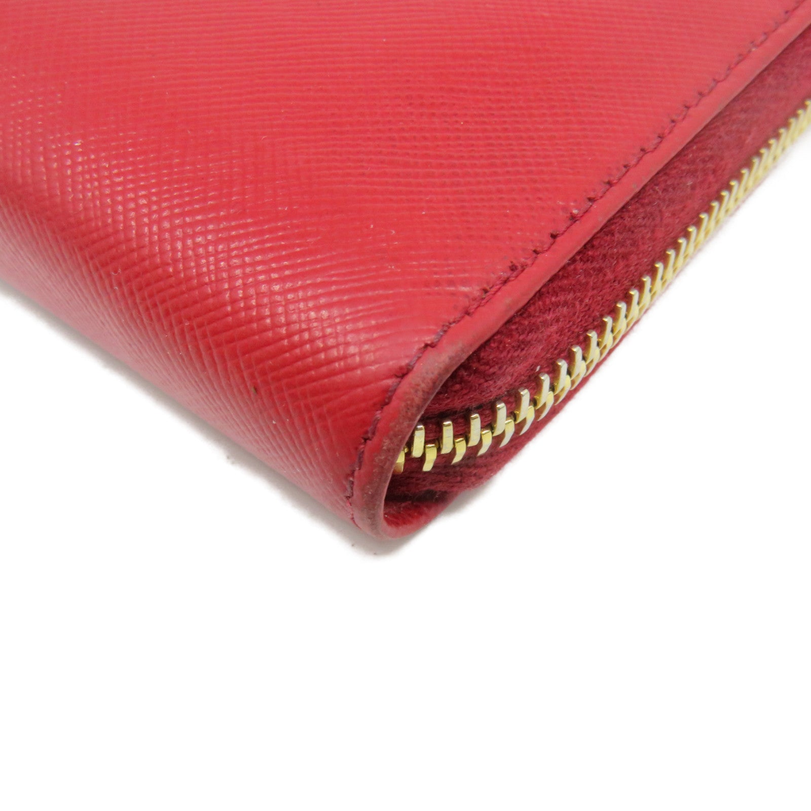PRADA Saffiano皮革Long Zipper wallet拉链长钱包红色