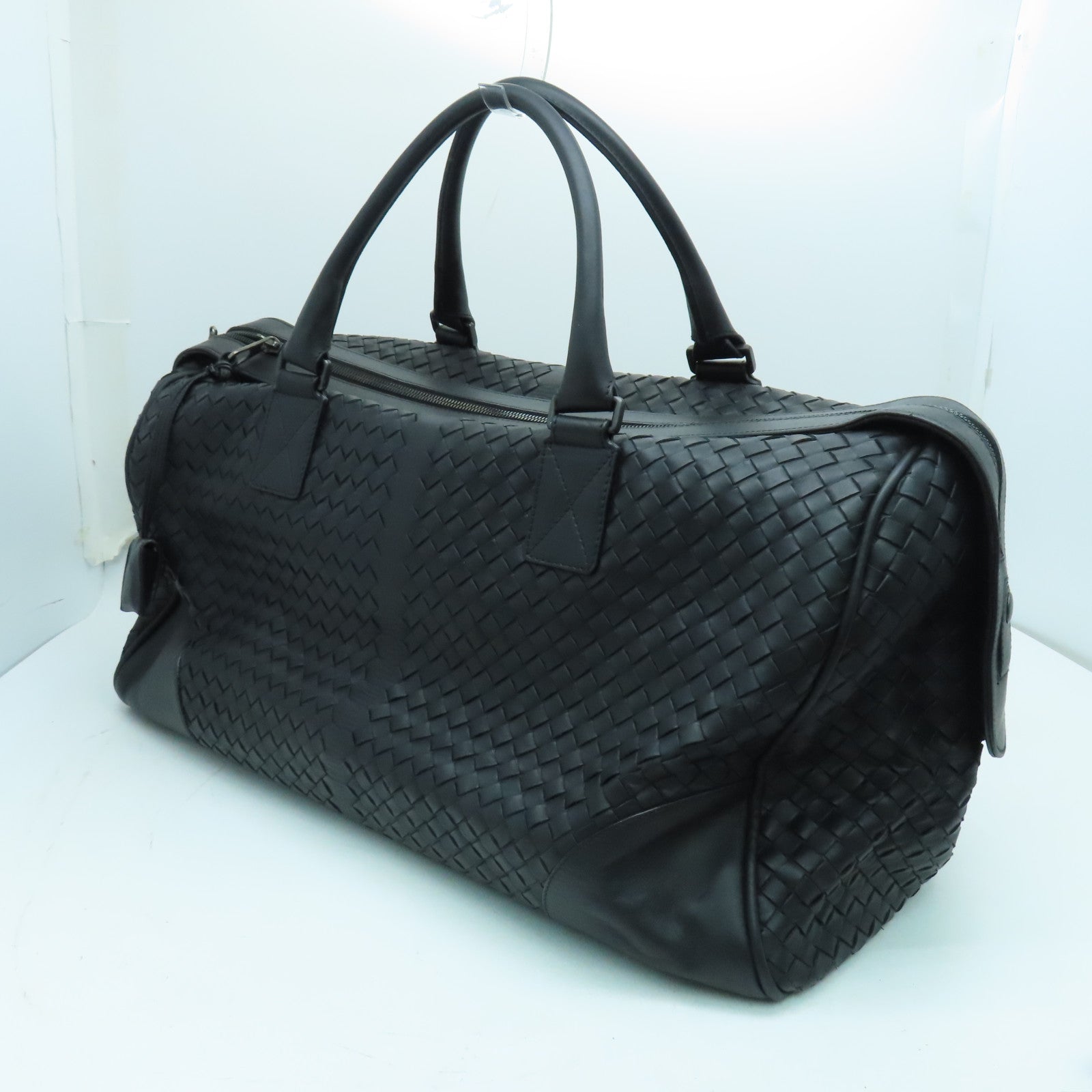 BOTTEGA VENETA Cowhide Leather Boston Bag Handle Bag Black