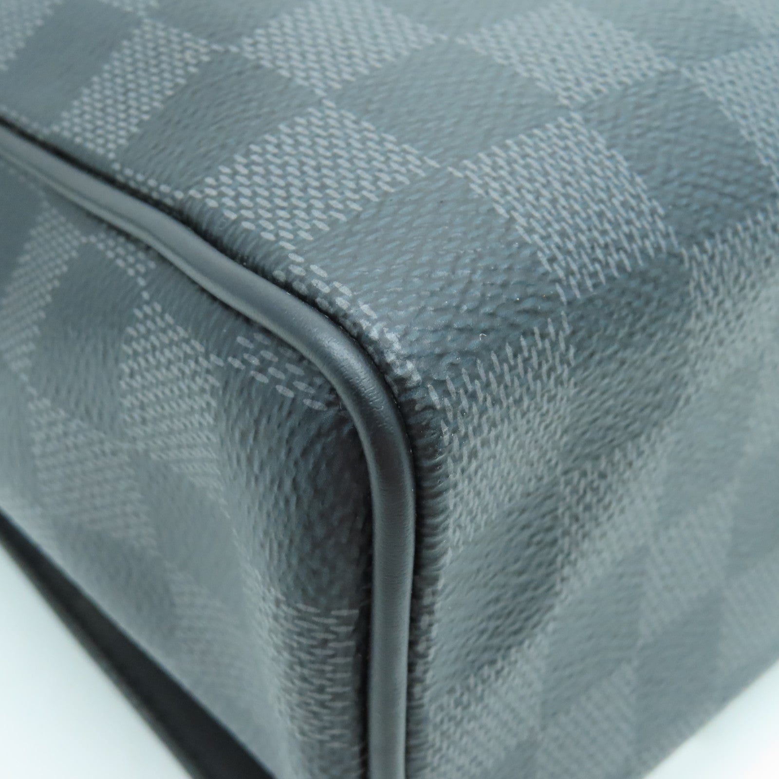 LOUIS VUITTON Damier Graphite District MM Silver Buckle Shoulder Bag Black