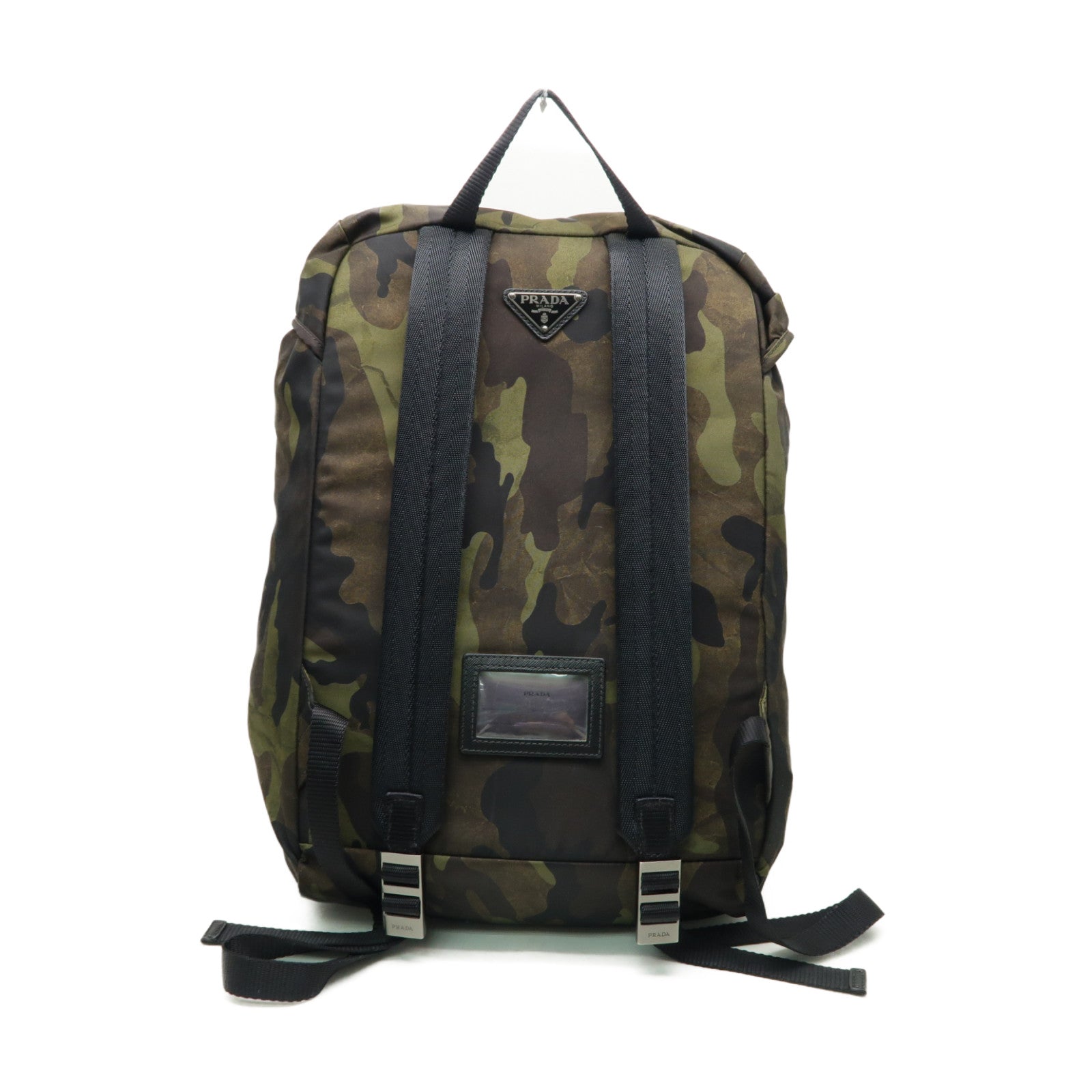 PRADA 尼龍Backpack銀扣背包卡其色