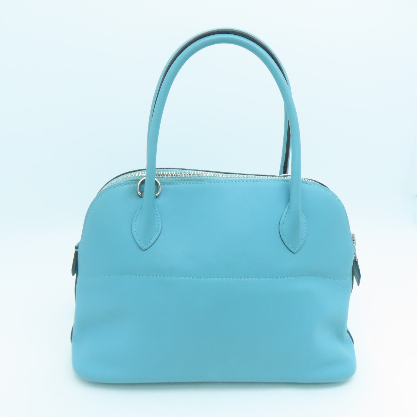 HERMES Swift皮革Bolide 27銀扣手挽肩背兩用袋蒂芬尼藍