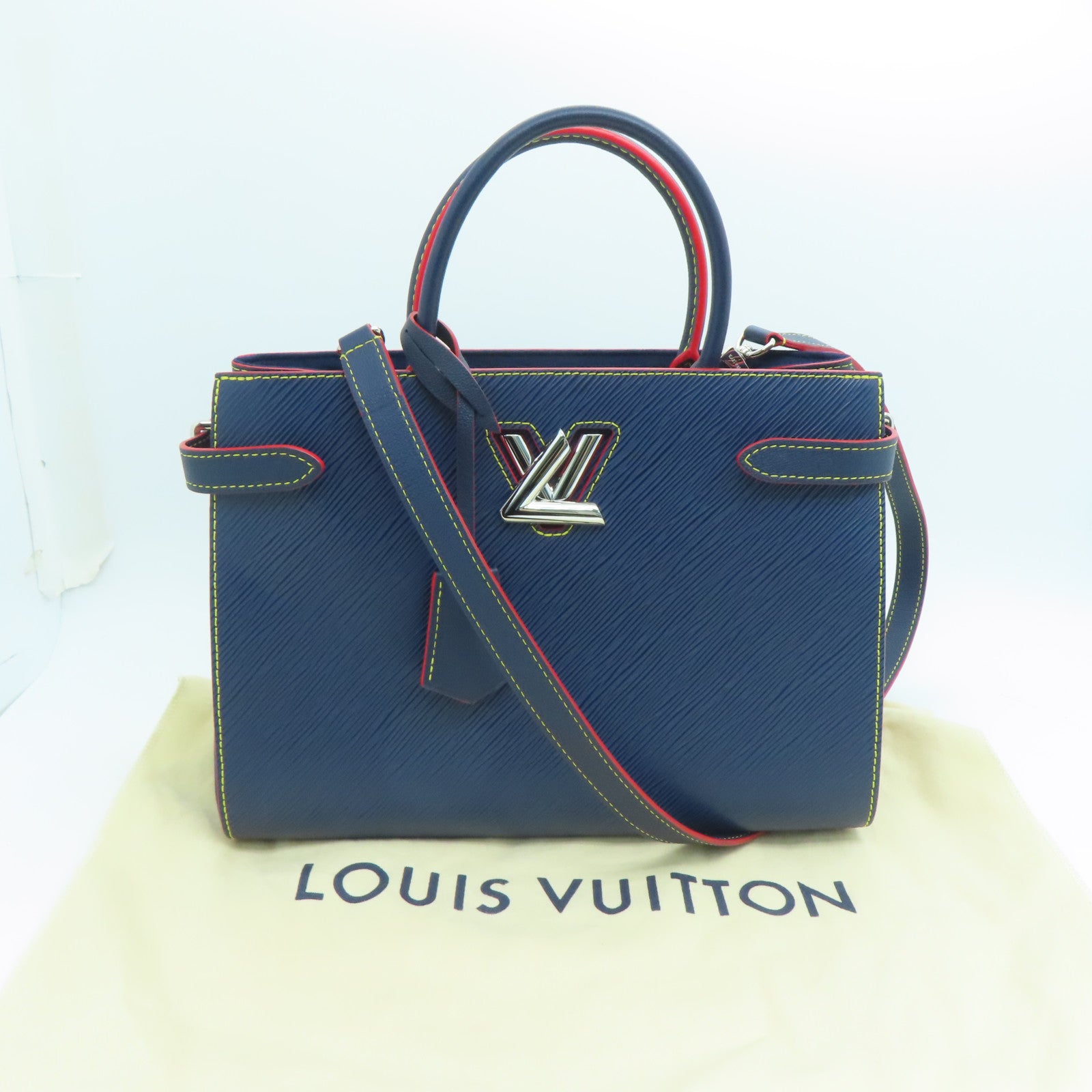 LOUIS VUITTON Epi Twist銀扣手挽肩背兩用袋藍色