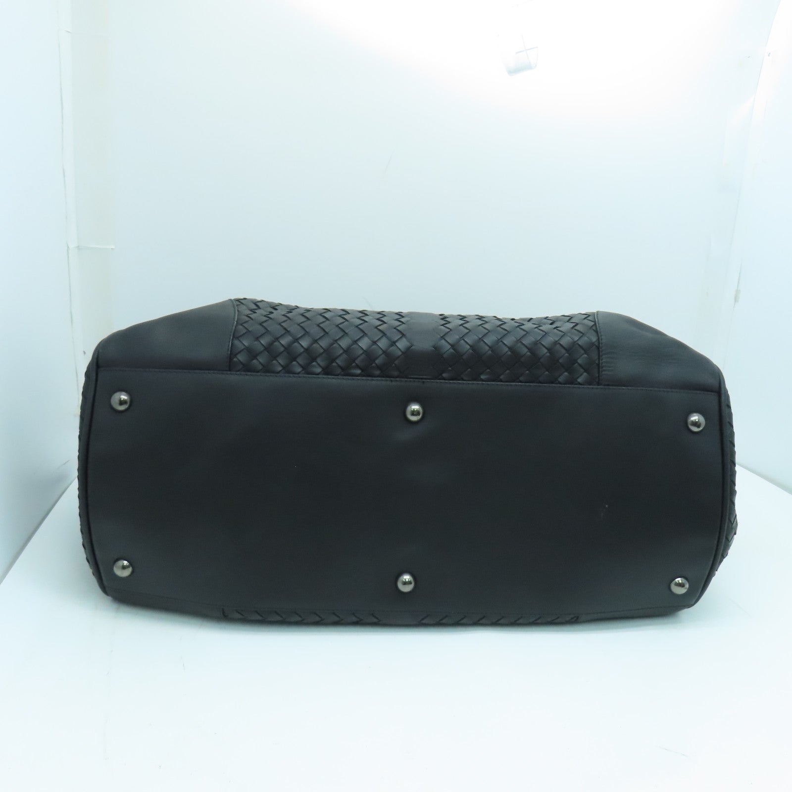 BOTTEGA VENETA Cowhide Leather Boston Bag Handle Bag Black