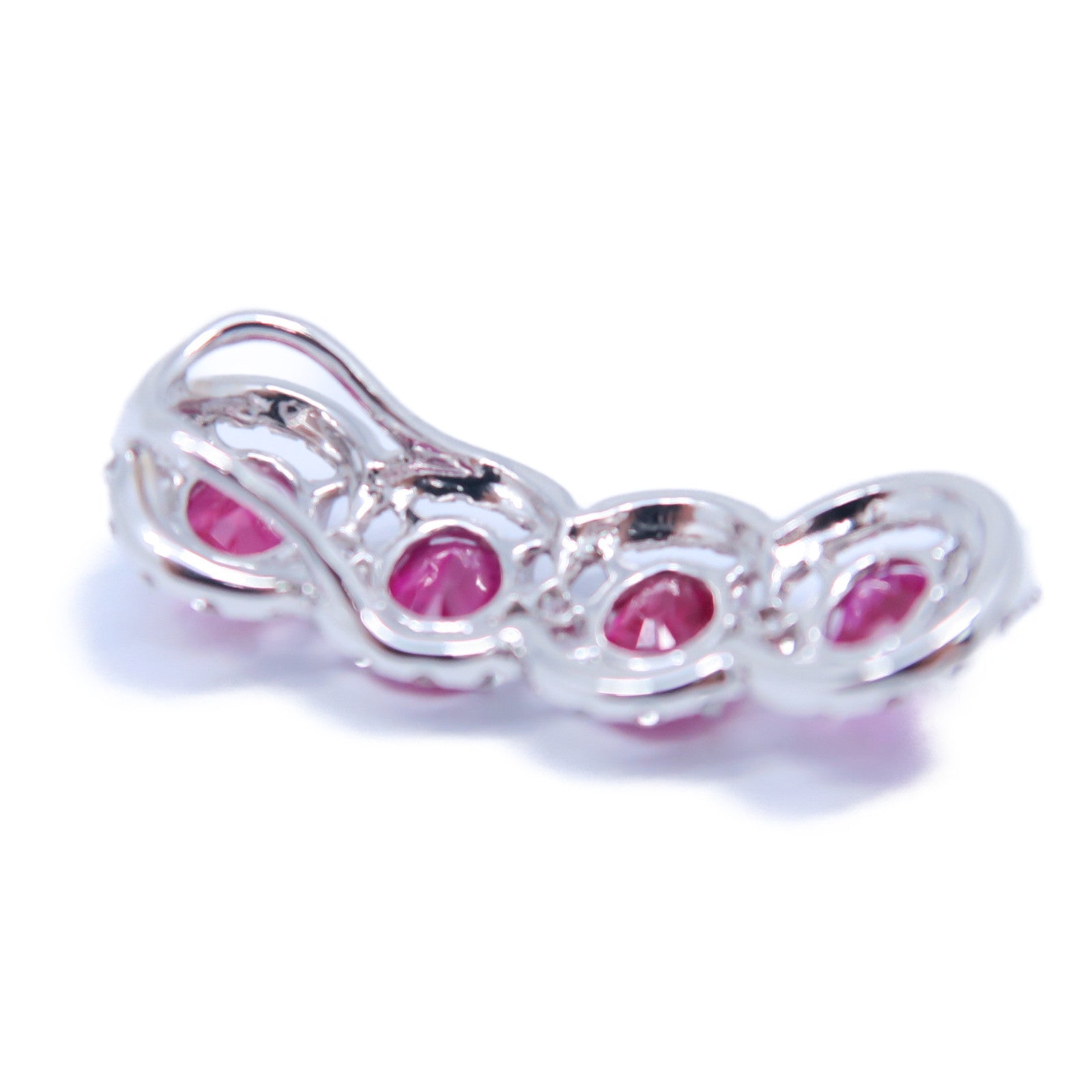 JEWELRY 18K白金Ruby Diamond Pendant 1.47ct紅寶石/0.46ct鑽石吊墜紅色/銀色