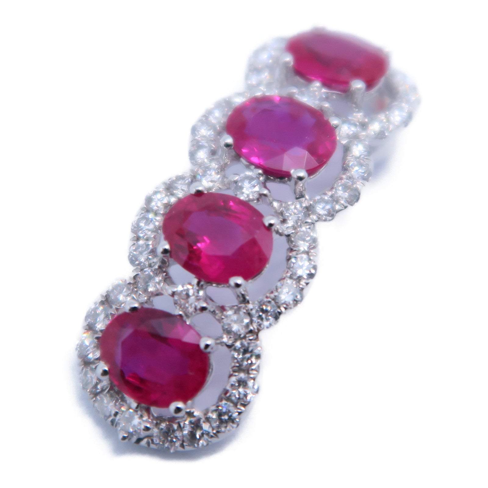 JEWELRY 18K白金Ruby Diamond Pendant 1.47ct紅寶石/0.46ct鑽石吊墜紅色/銀色