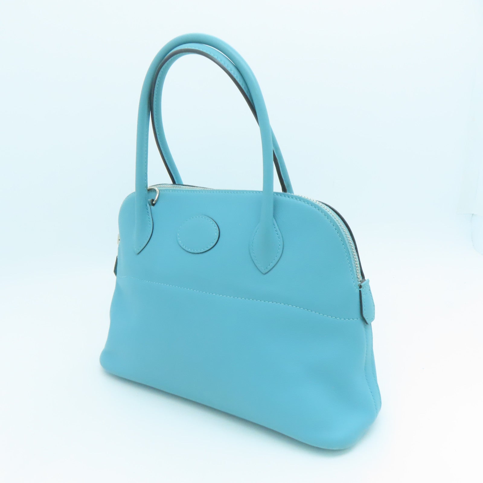HERMES Swift皮革Bolide 27銀扣手挽肩背兩用袋蒂芬尼藍
