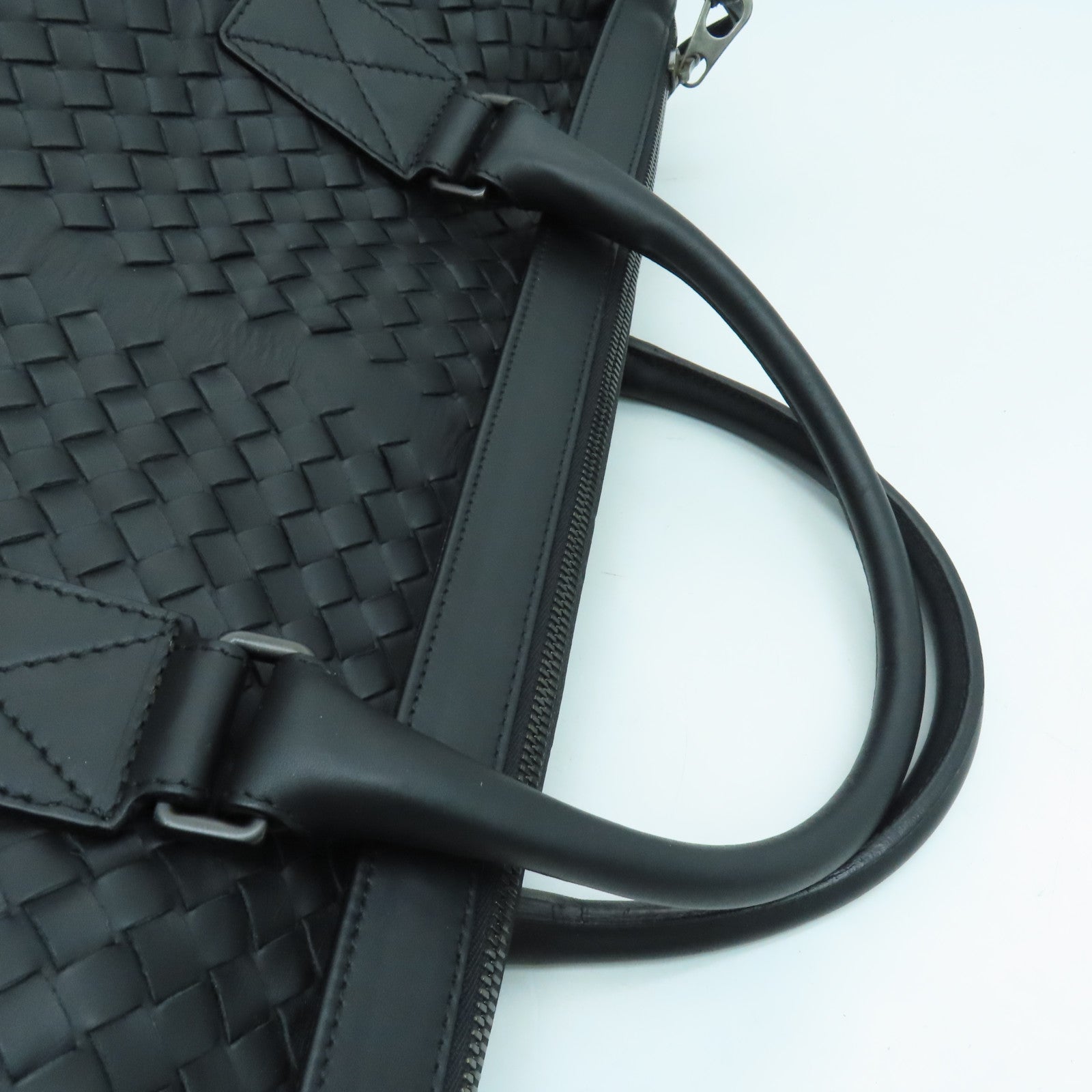 BOTTEGA VENETA Cowhide Leather Boston Bag Handle Bag Black