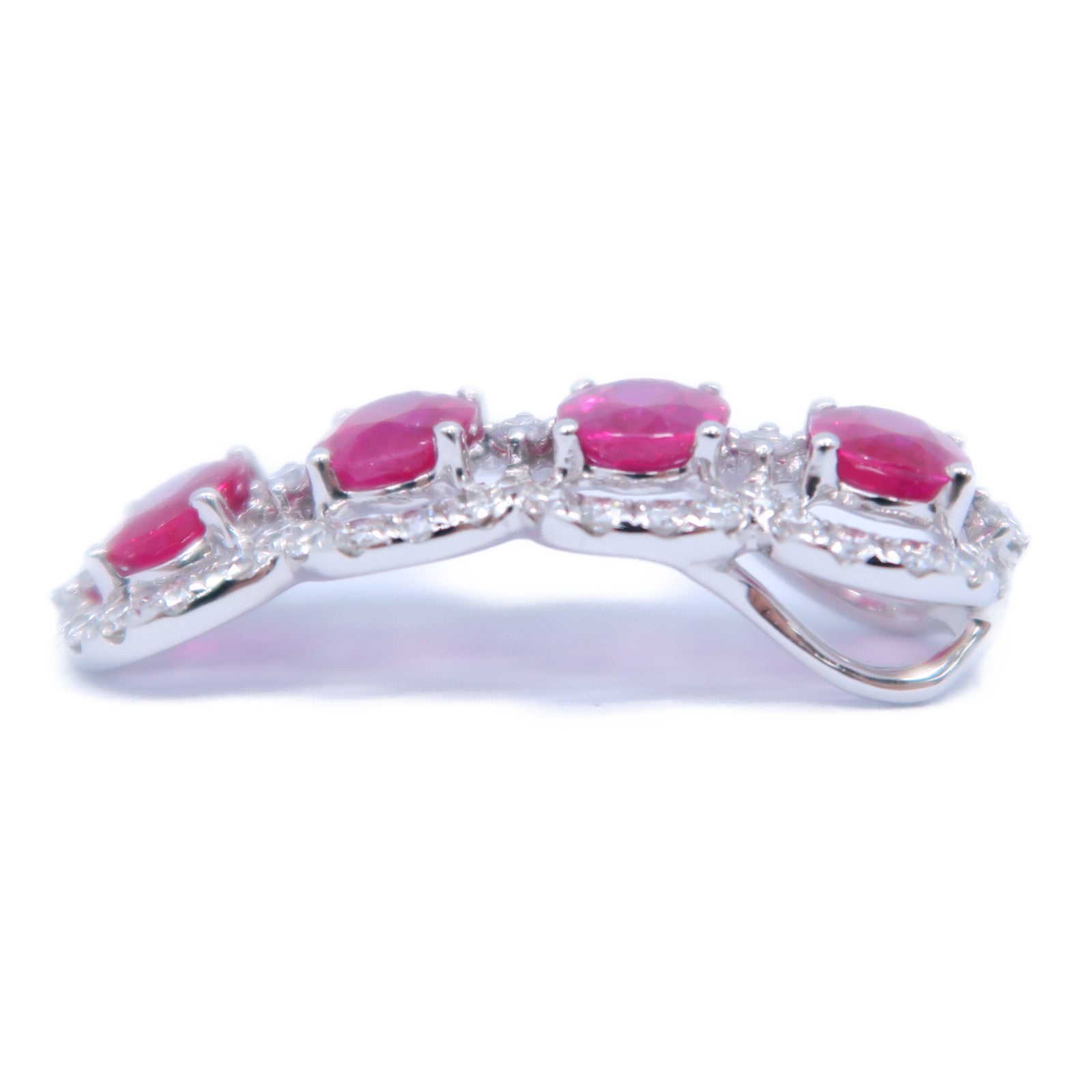 JEWELRY 18K白金Ruby Diamond Pendant 1.47ct紅寶石/0.46ct鑽石吊墜紅色/銀色