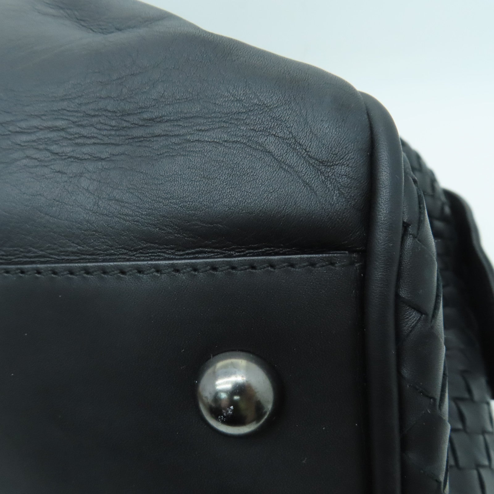 BOTTEGA VENETA Cowhide Leather Boston Bag Handle Bag Black
