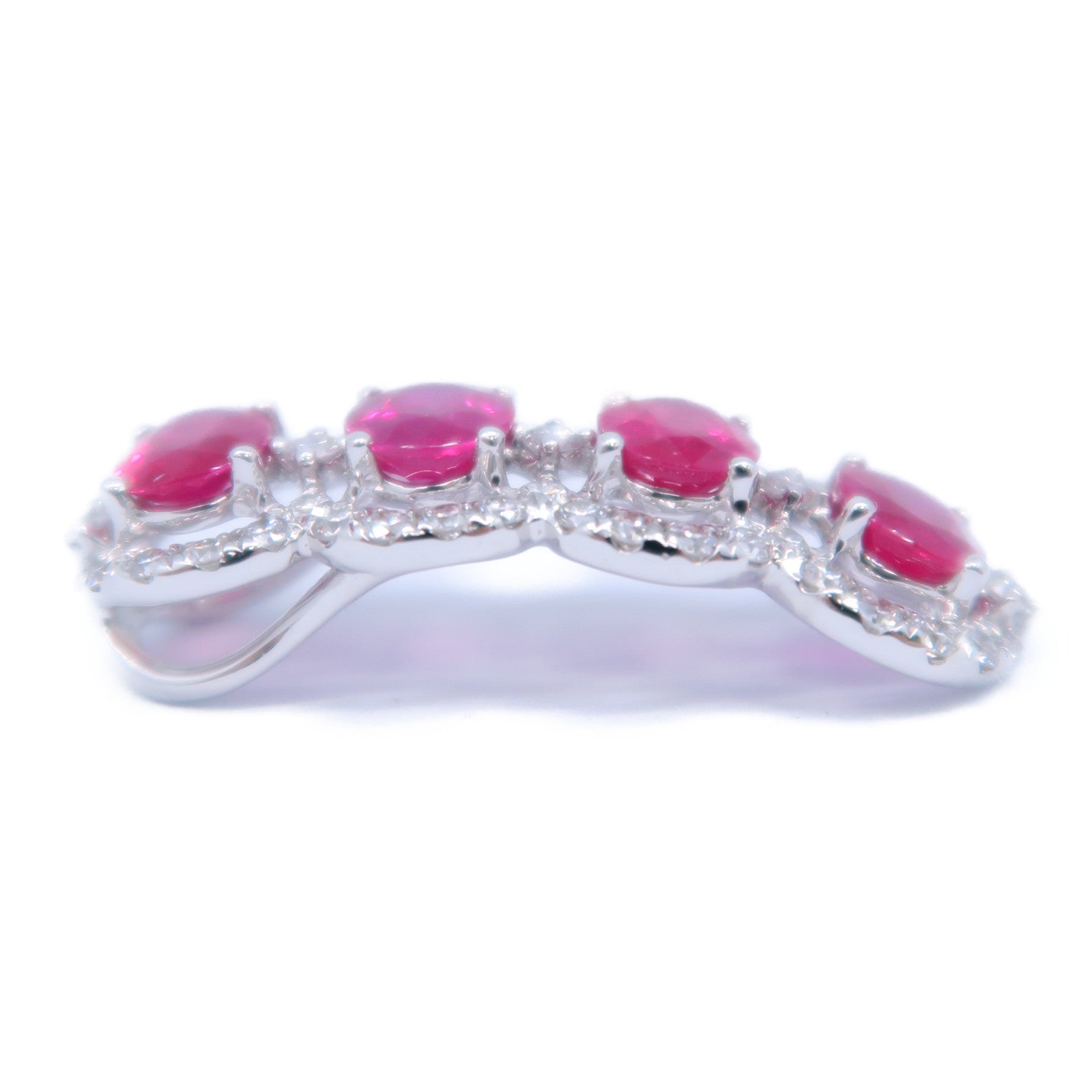 JEWELRY 18K白金Ruby Diamond Pendant 1.47ct紅寶石/0.46ct鑽石吊墜紅色/銀色