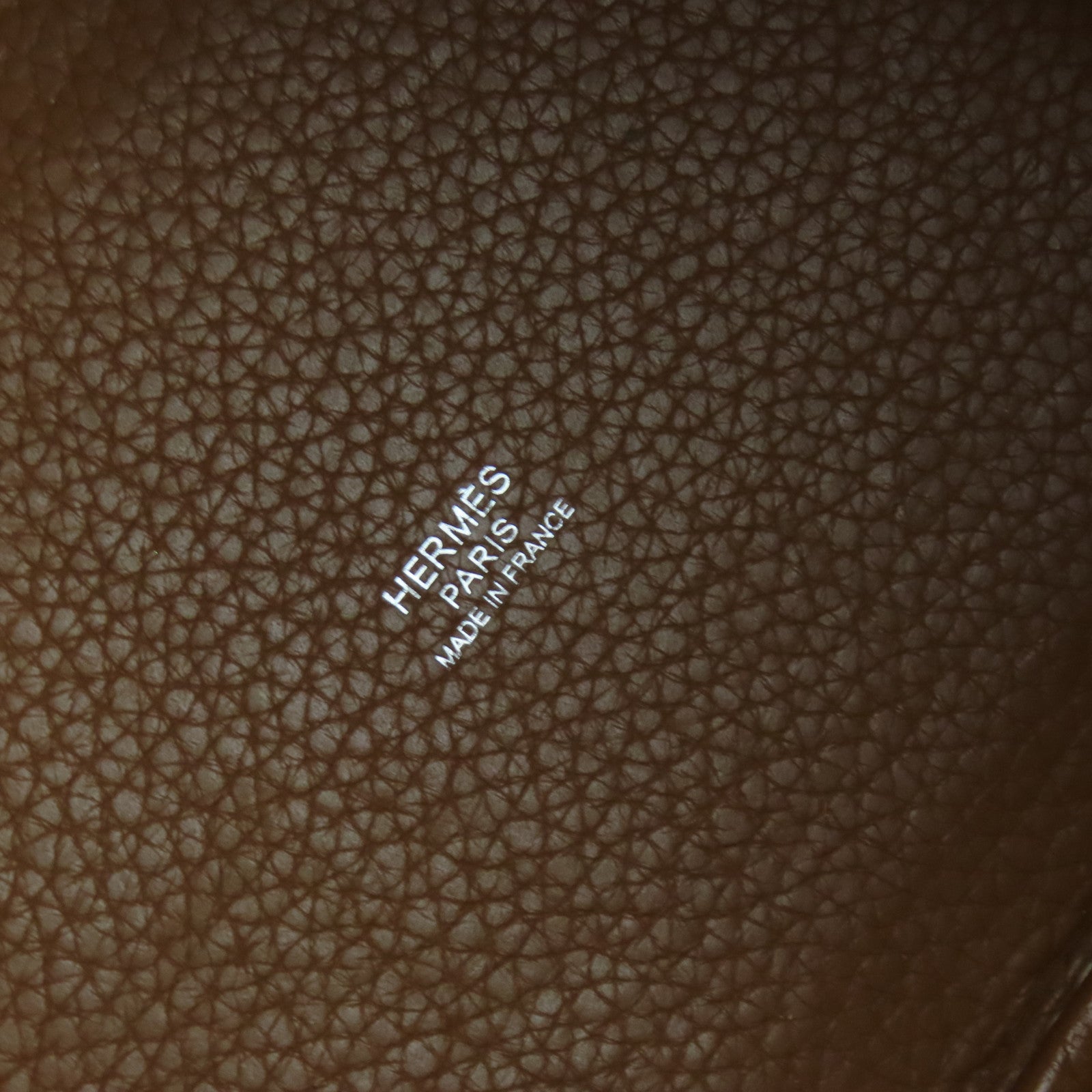 HERMES Clemence皮革Picotine PM銀扣手挽袋Gold經典駝色
