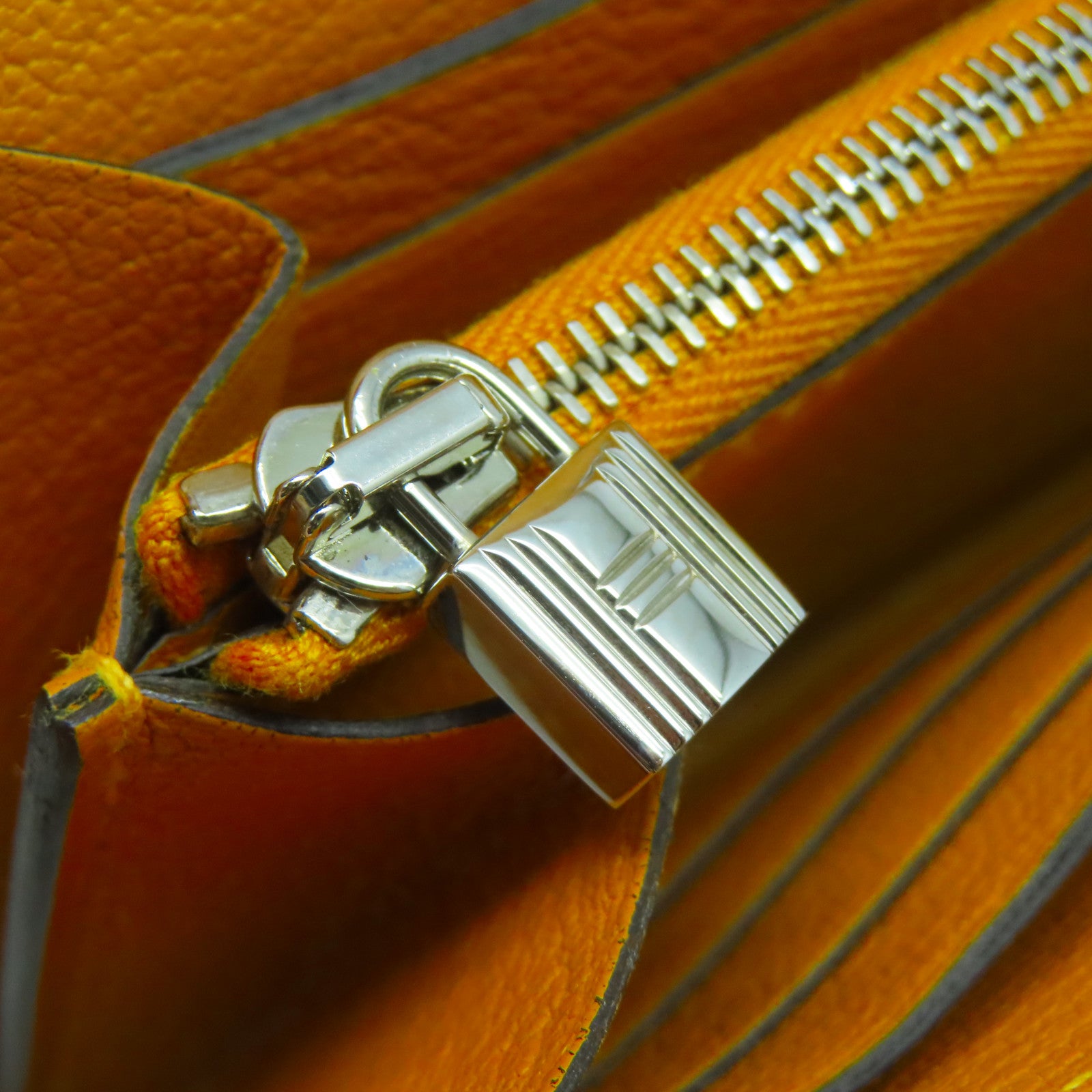 HERMES Chevre皮革Kelly Wallet銀扣長錢包黃色