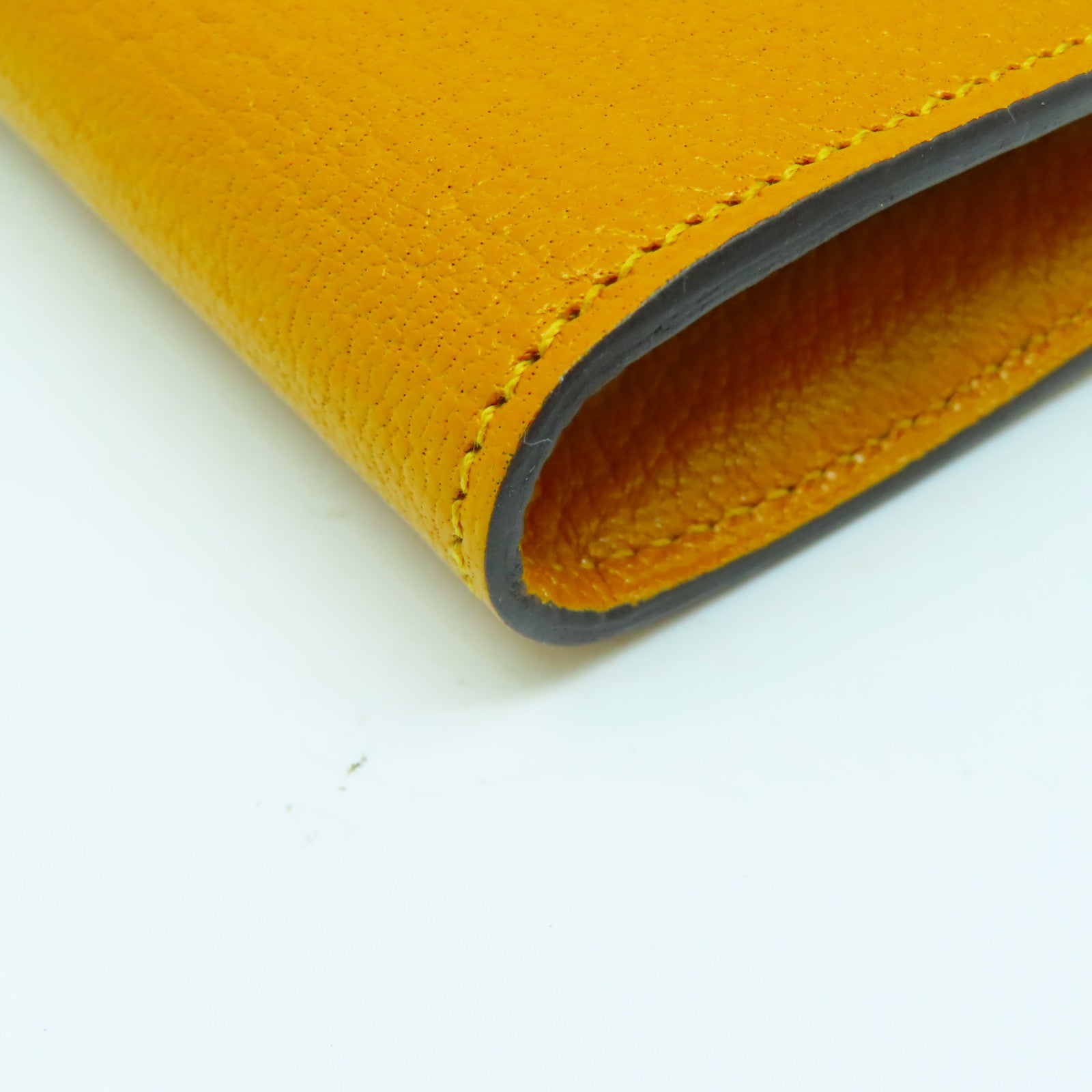 HERMES Chevre皮革Kelly Wallet銀扣長錢包黃色