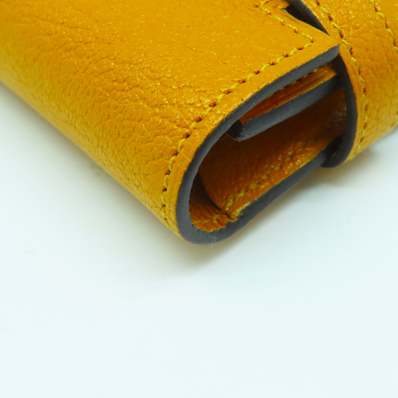 HERMES Chevre皮革Kelly Wallet銀扣長錢包黃色