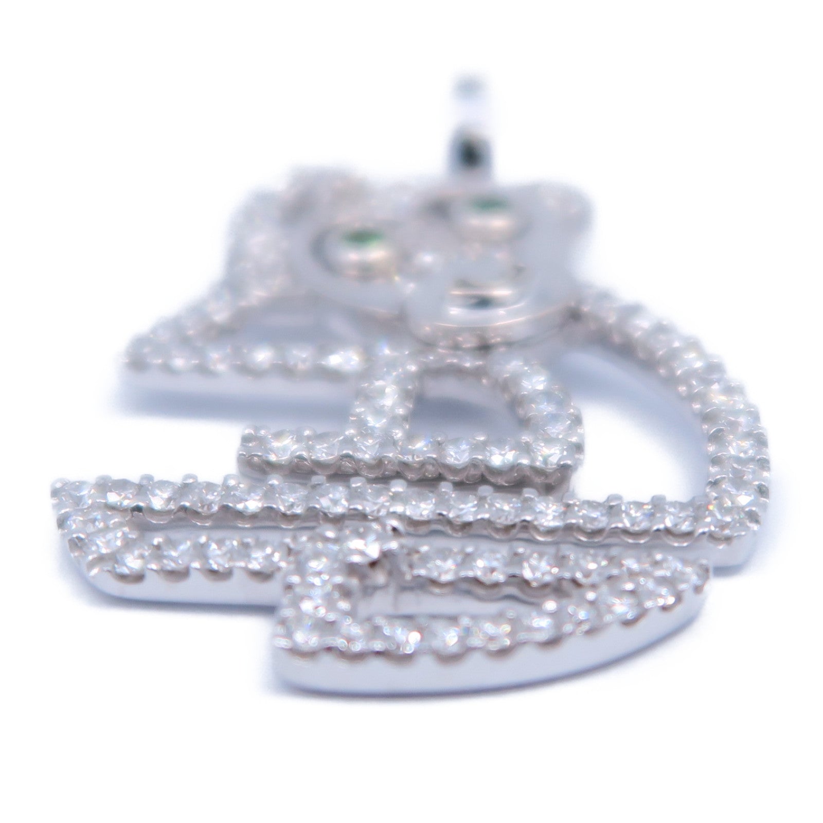 JEWELRY 18K白金Diamond Pendant 7.2g鑽石吊墜綠色/銀色