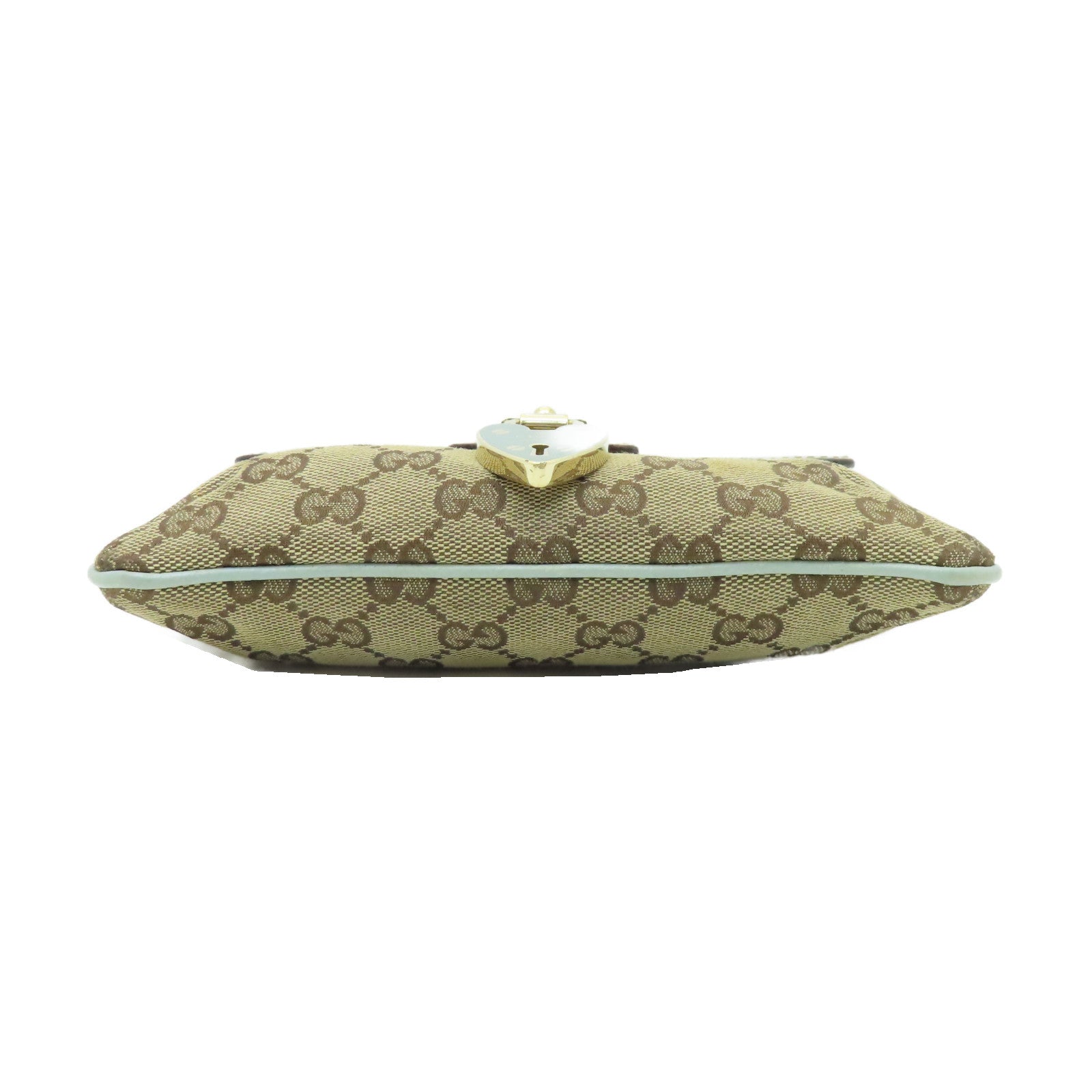 GUCCI 帆布Handbag銀扣手挽袋啡色/淺藍色