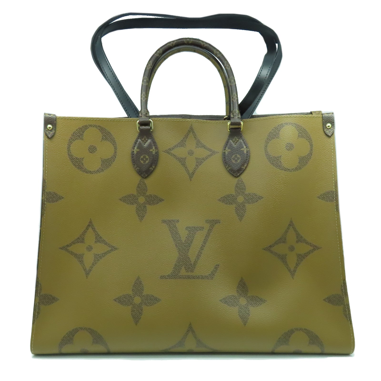 LOUIS VUITTON 【激減優惠】Monogram Giant Reverse On The Go GM金扣手挽肩背兩用袋啡色