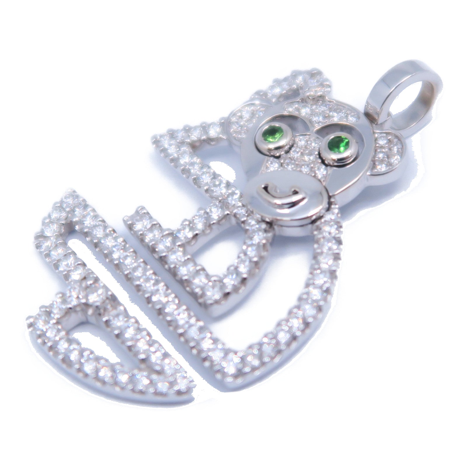 JEWELRY 18K白金Diamond Pendant 7.2g鑽石吊墜綠色/銀色