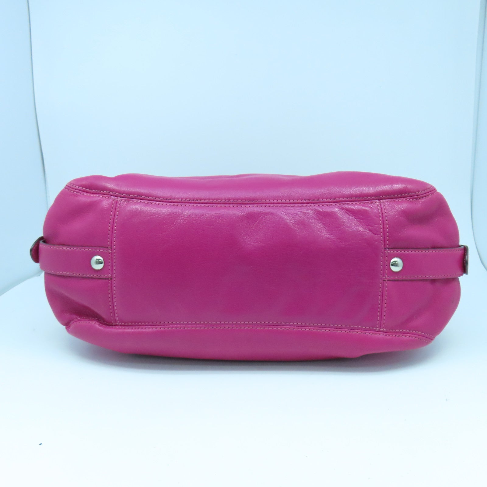 COACH 皮革Shoulder Bag銀扣肩背袋桃紅色