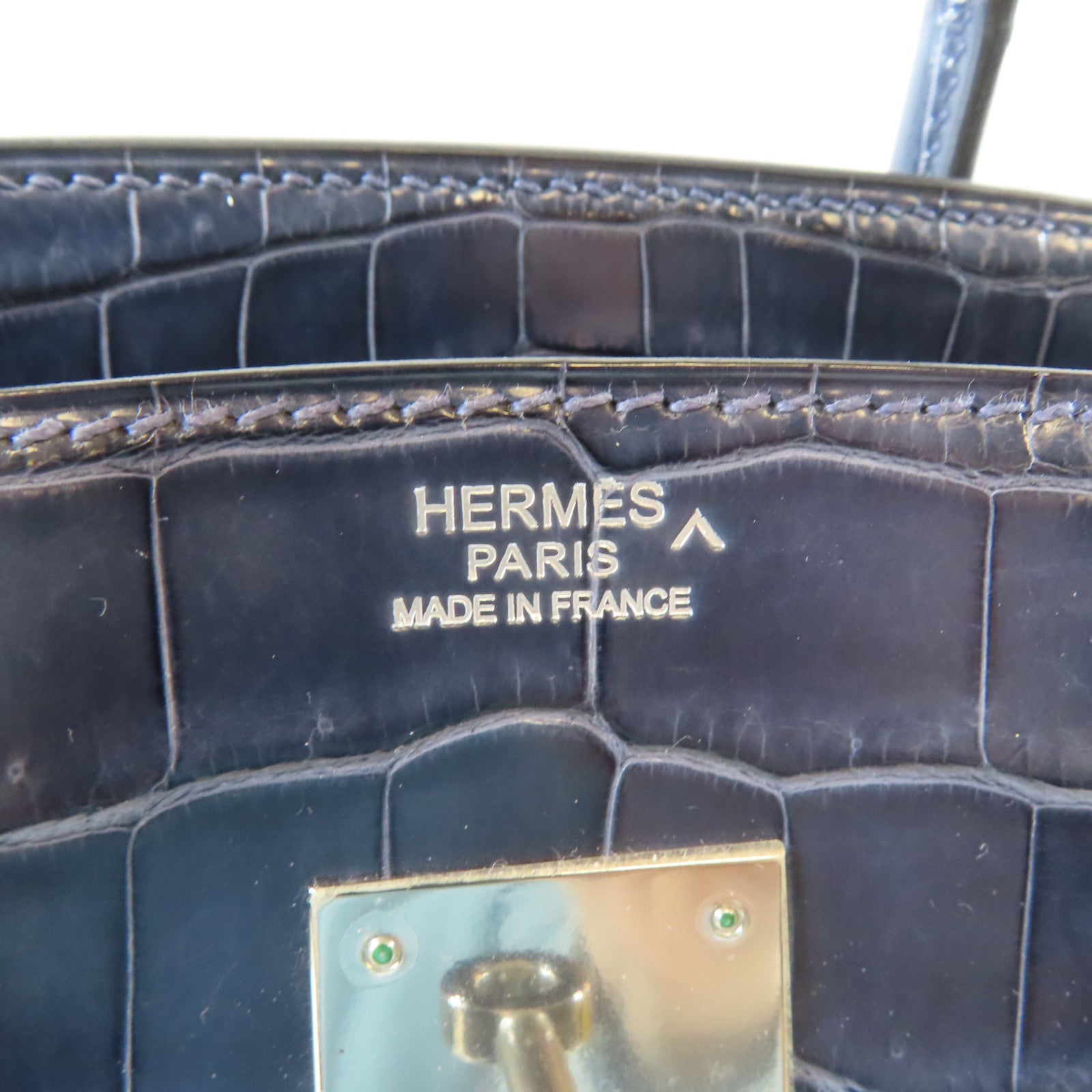 HERMES 鱷魚皮革Birkin 30銀扣手挽袋藍色