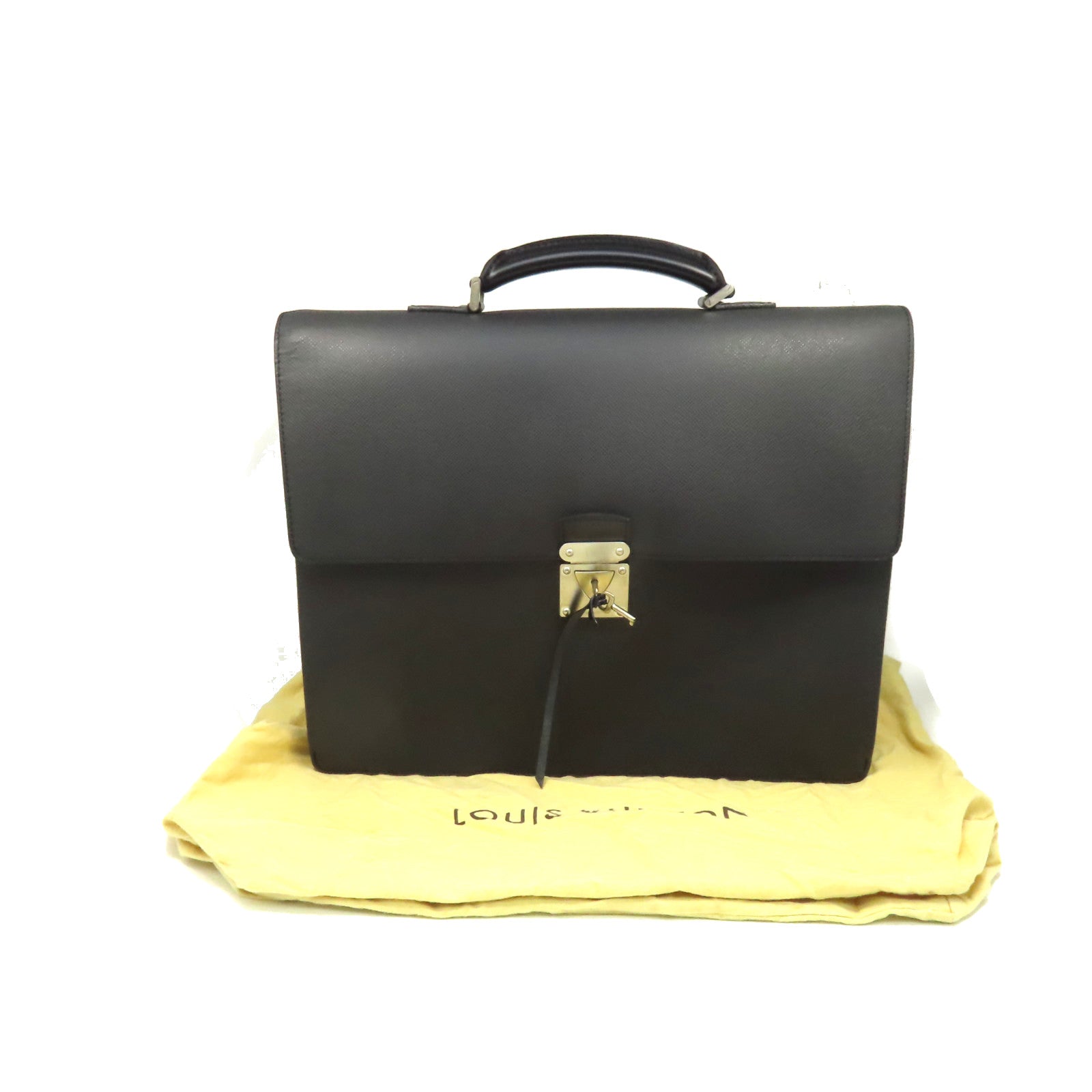 LOUIS VUITTON Taiga Robusto 2 Business Bag銀扣公事袋黑色