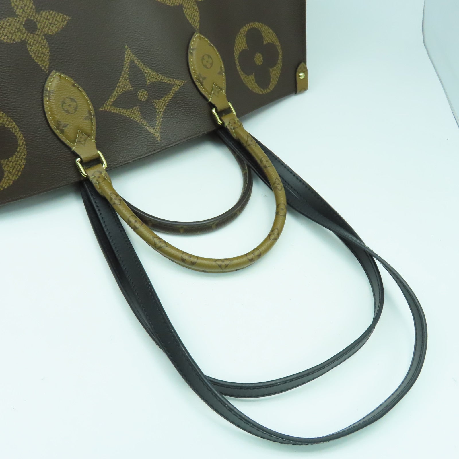 LOUIS VUITTON 【激減優惠】Monogram Giant Reverse On The Go GM金扣手挽肩背兩用袋啡色