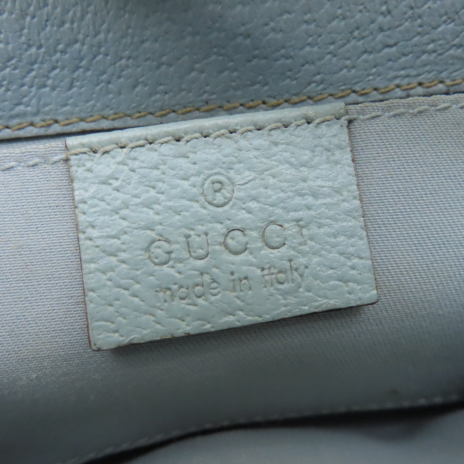 GUCCI 帆布Handbag銀扣手挽袋啡色/淺藍色
