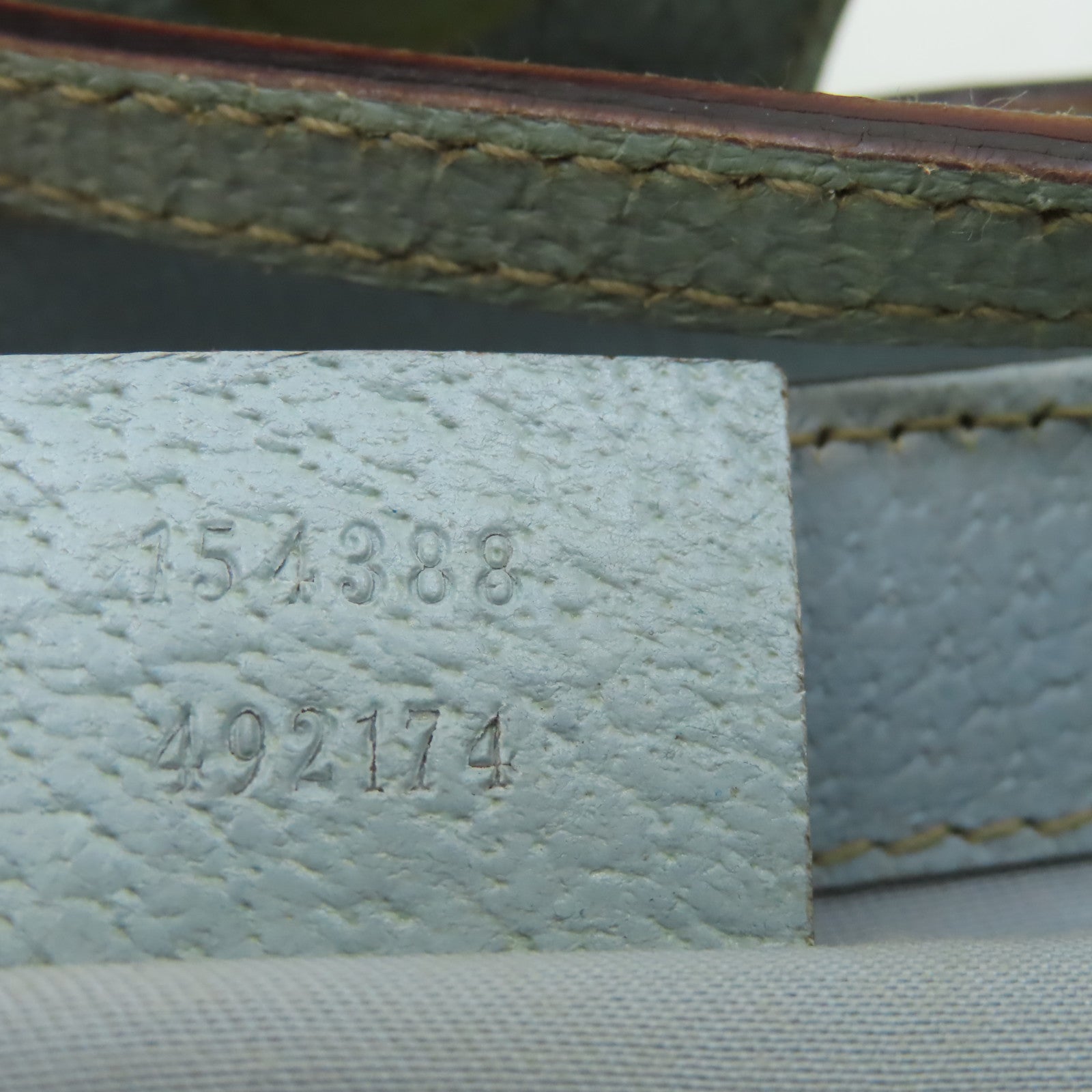 GUCCI 帆布Handbag銀扣手挽袋啡色/淺藍色
