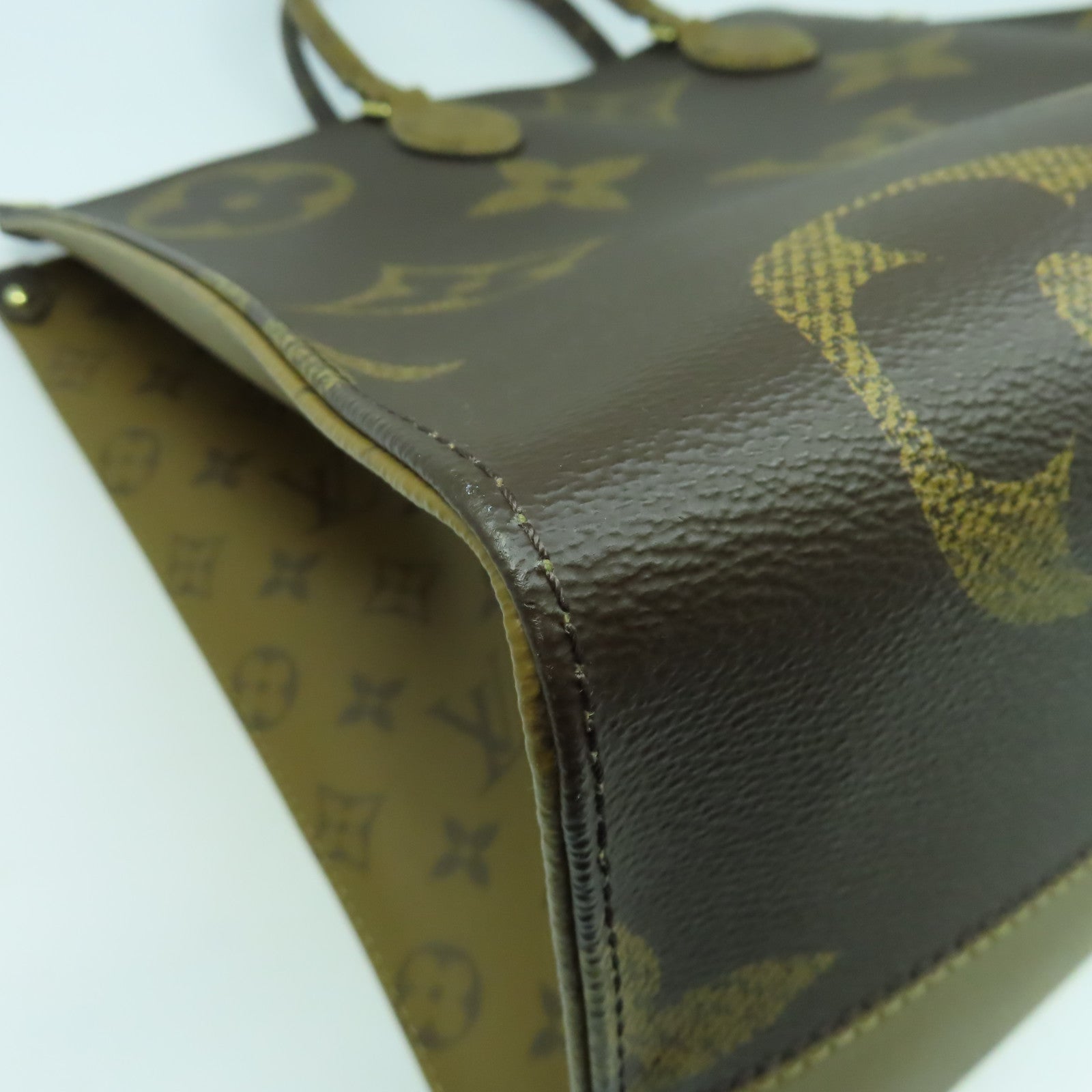 LOUIS VUITTON 【激減優惠】Monogram Giant Reverse On The Go GM金扣手挽肩背兩用袋啡色