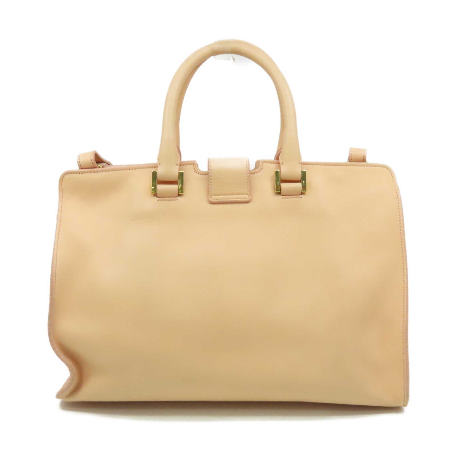 SAINT LAURENT 牛皮皮革2Way Shoulder Bag金扣手挽肩背兩用袋米色