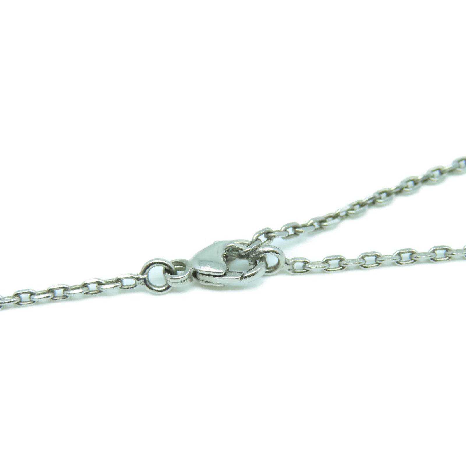 HERMES Metal Eileen Pendant Necklace Silver Buckle Neck White