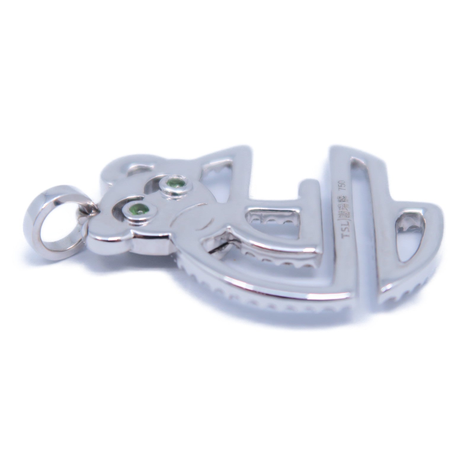 JEWELRY 18K白金Diamond Pendant 7.2g鑽石吊墜綠色/銀色