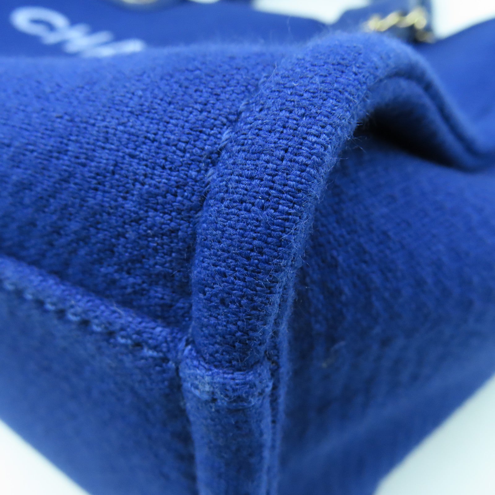 CHANEL 帆布Deauville銀扣手挽肩背兩用袋藍色