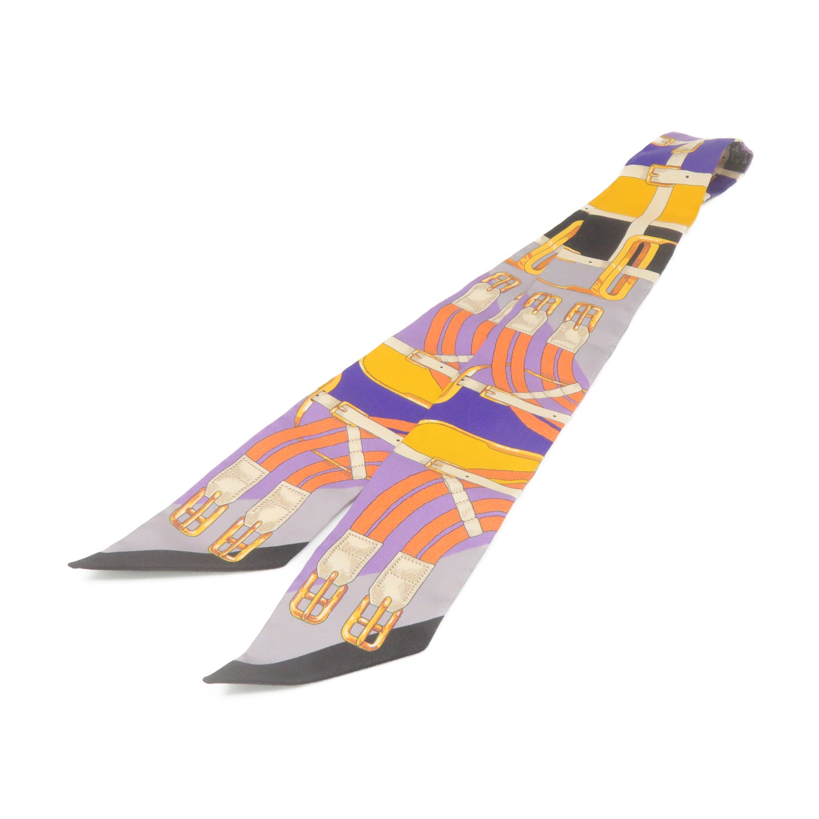 HERMES Silk Twilly Scarf Purple/Yellow/Black/Color
