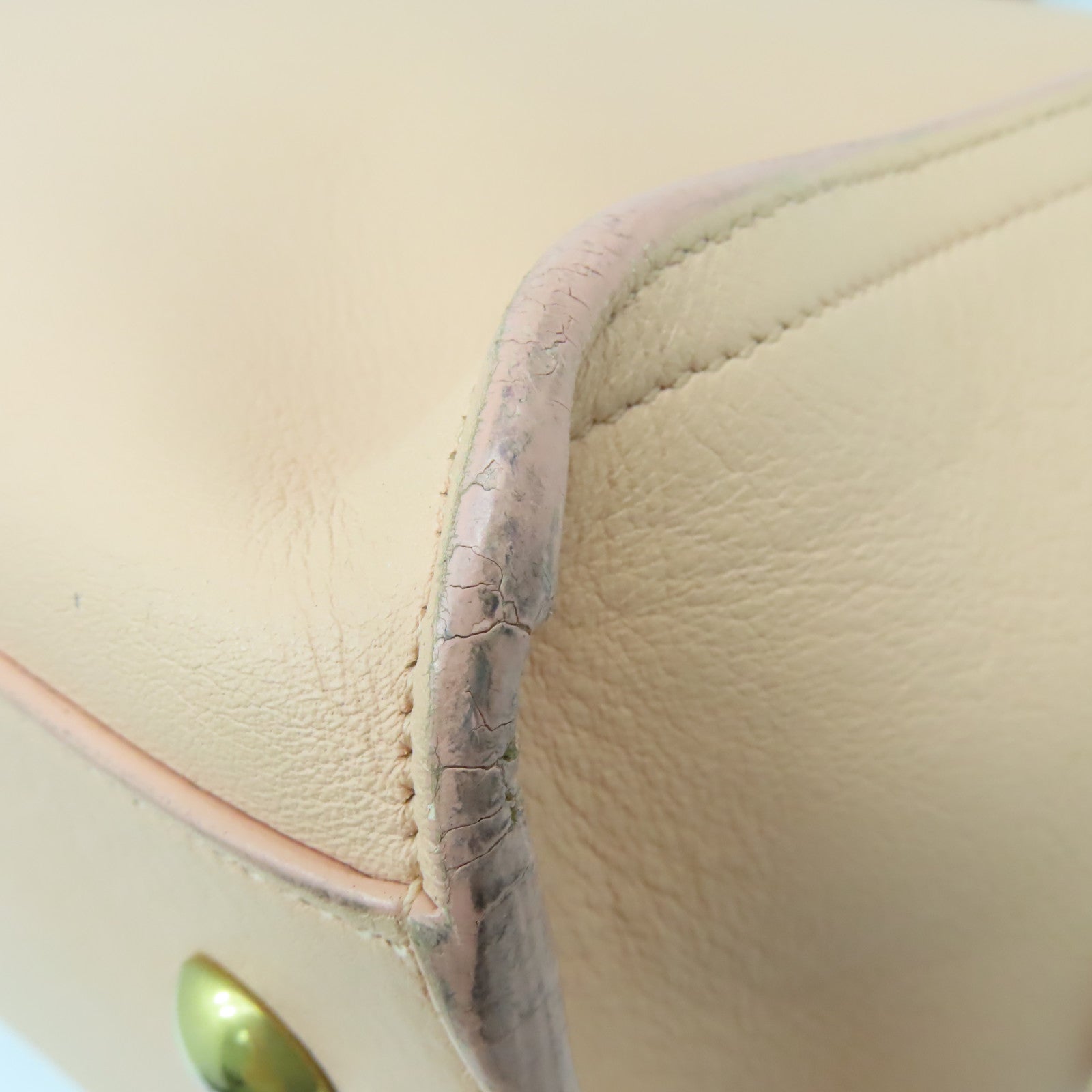 SAINT LAURENT 牛皮皮革2Way Shoulder Bag金扣手挽肩背兩用袋米色