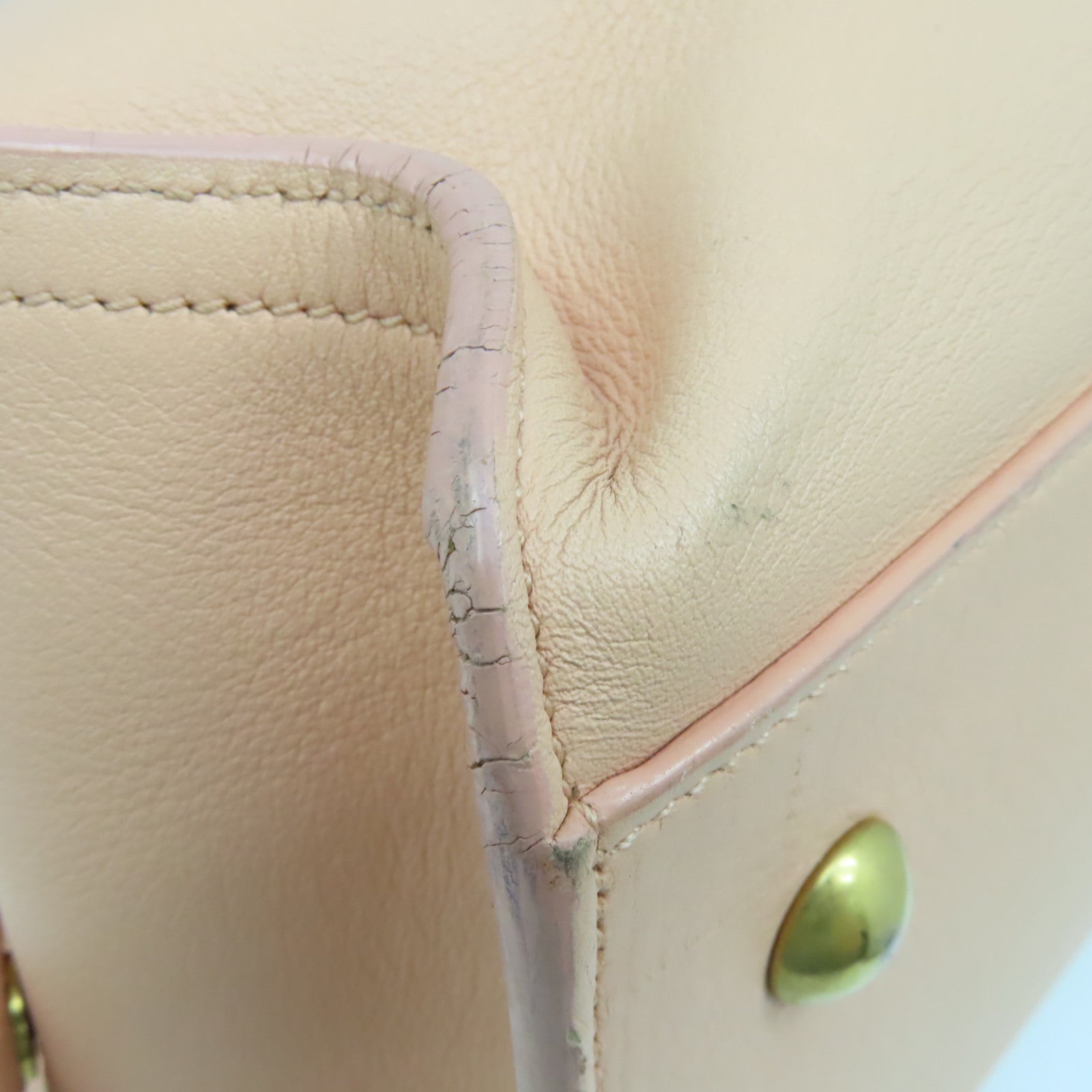 SAINT LAURENT 牛皮皮革2Way Shoulder Bag金扣手挽肩背兩用袋米色