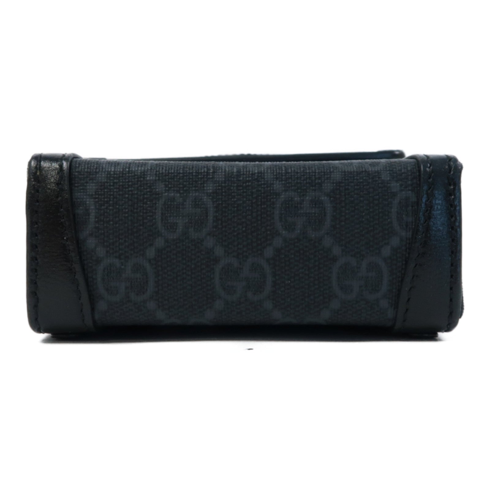 GUCCI 塗層帆布GG SUPREME銀扣肩背袋黑色