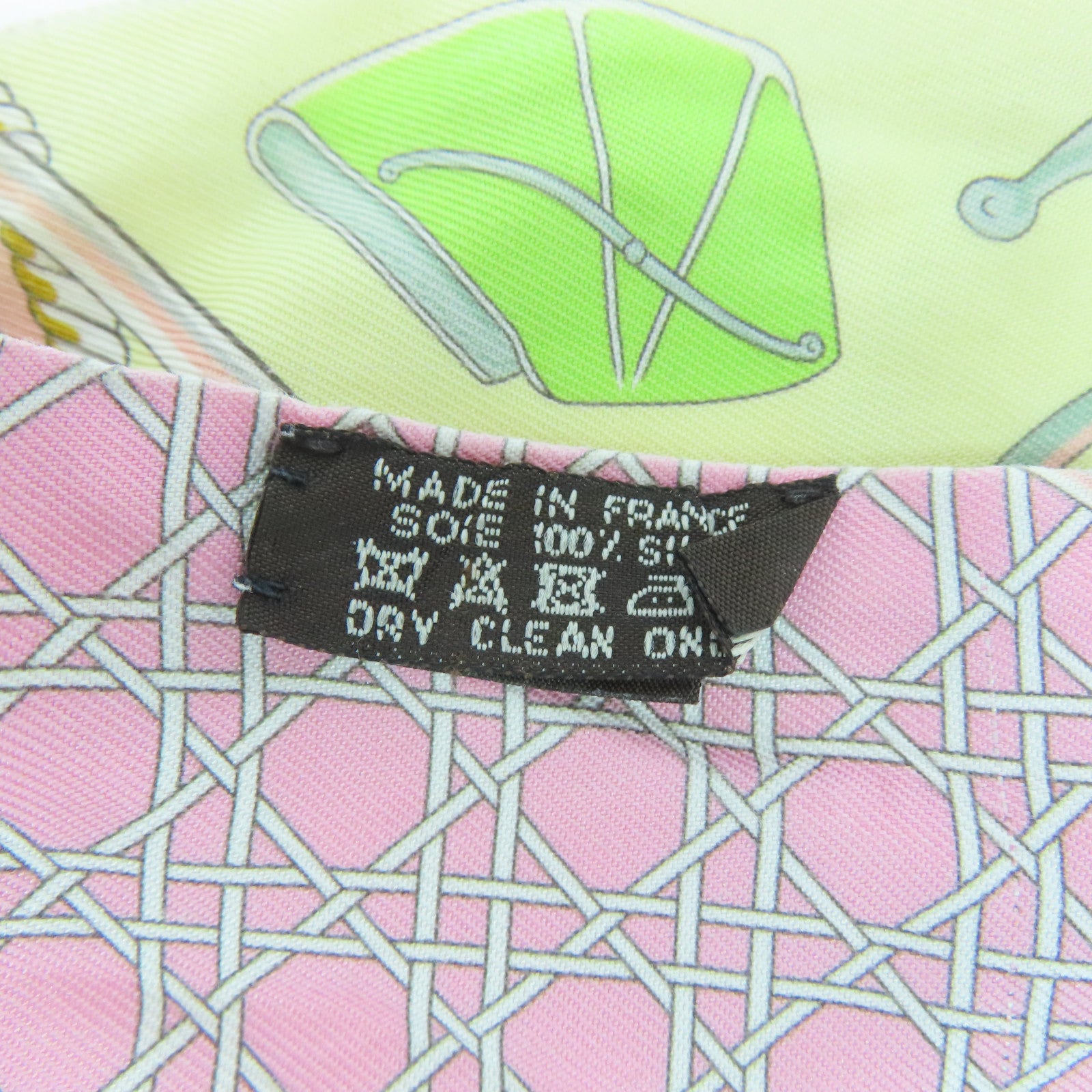 HERMES Silk Twilly Scarf Pink/Yellow
