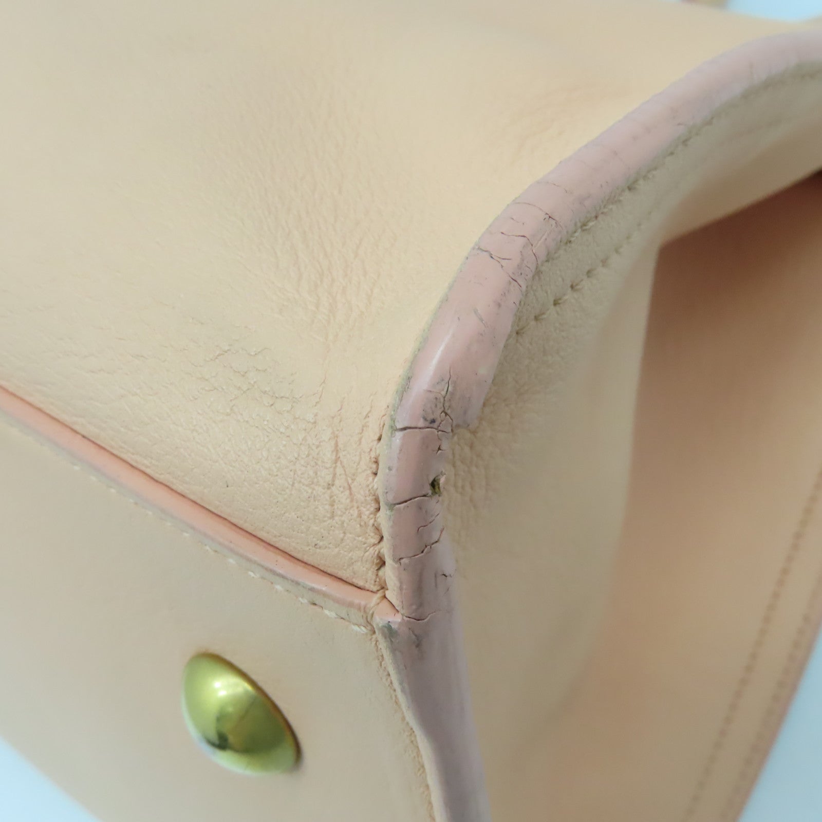 SAINT LAURENT 牛皮皮革2Way Shoulder Bag金扣手挽肩背兩用袋米色