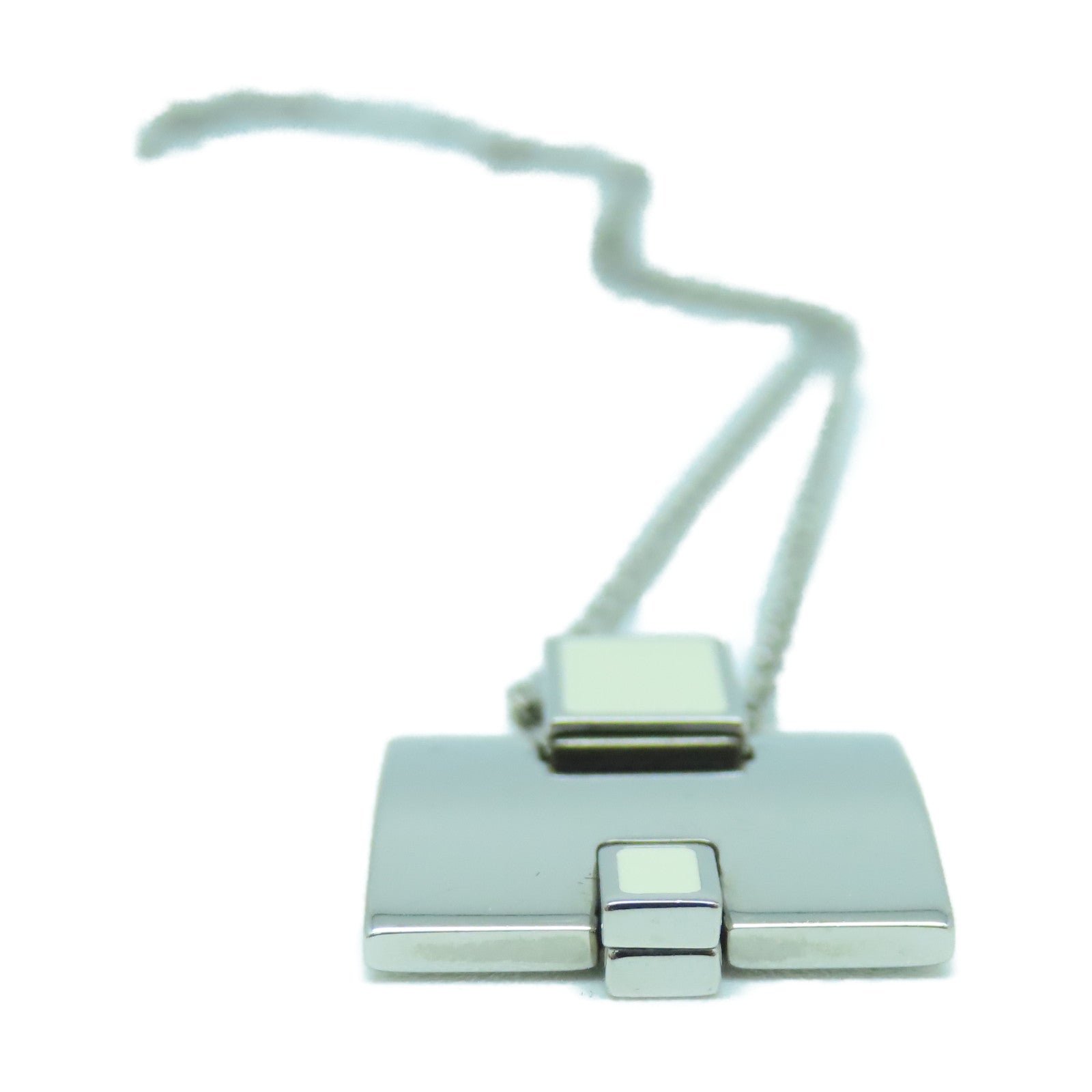 HERMES Metal Eileen Pendant Necklace Silver Buckle Neck White