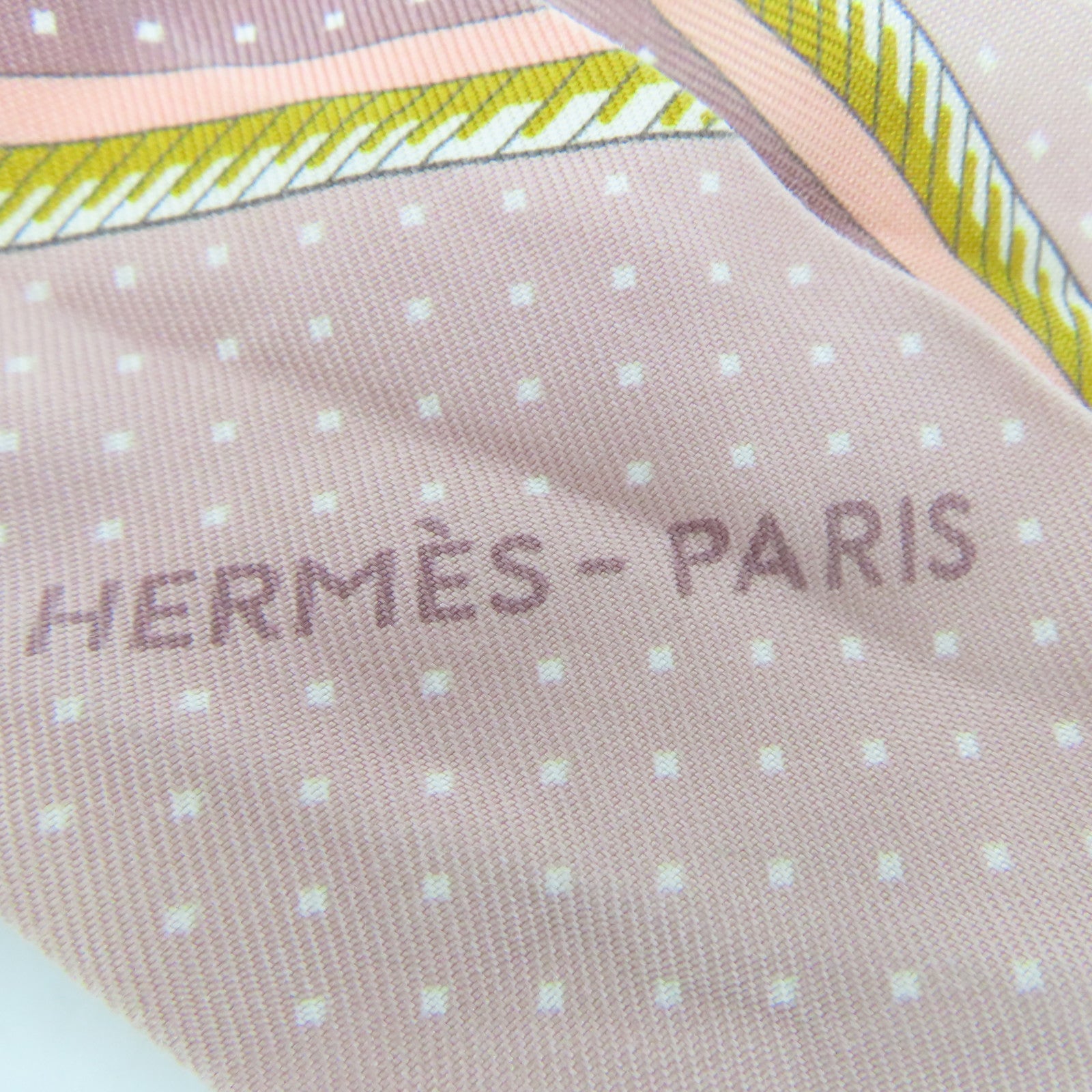 HERMES Silk Twilly Scarf Pink/Yellow