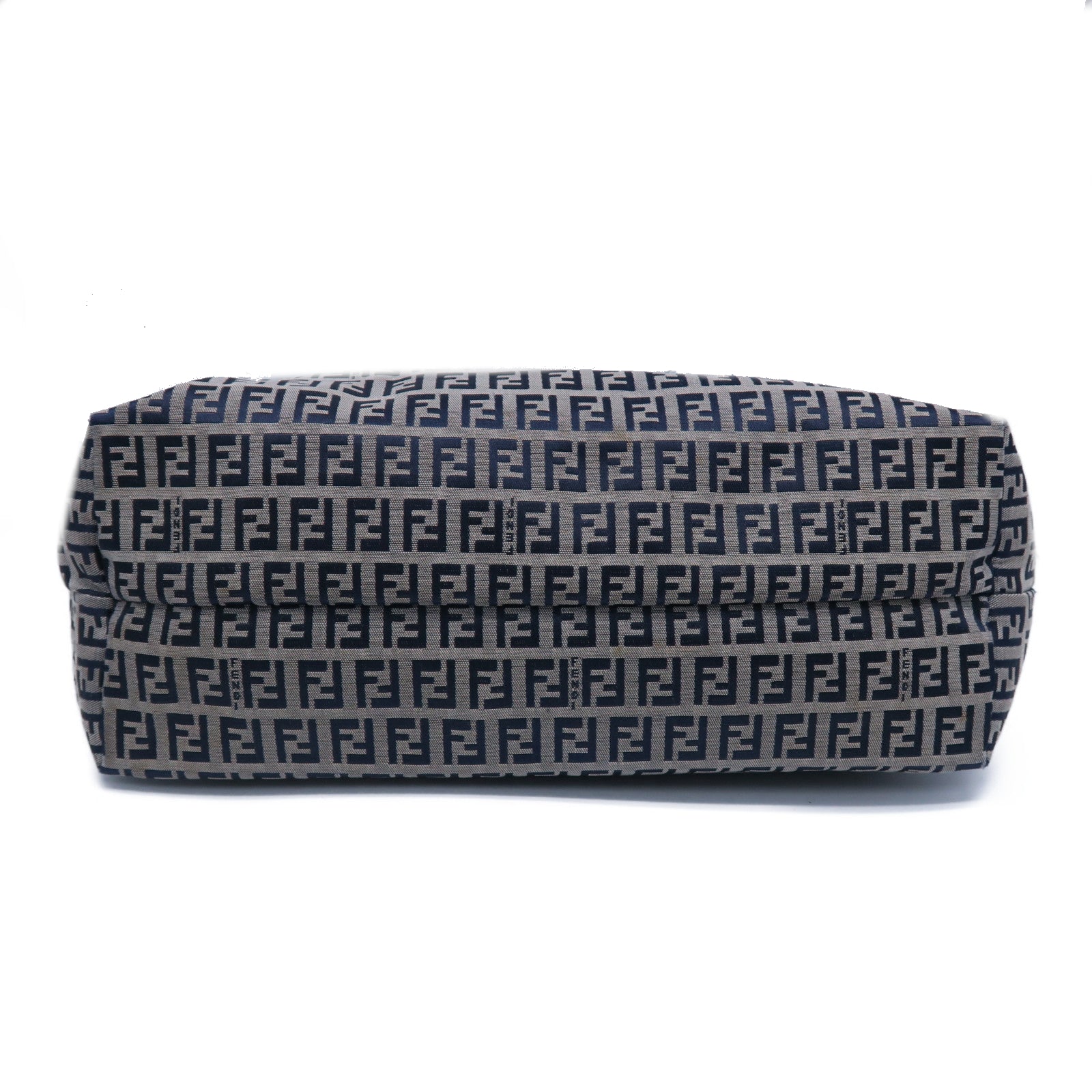 FENDI 帆布Tote Bag銀扣肩背袋灰色/藍色