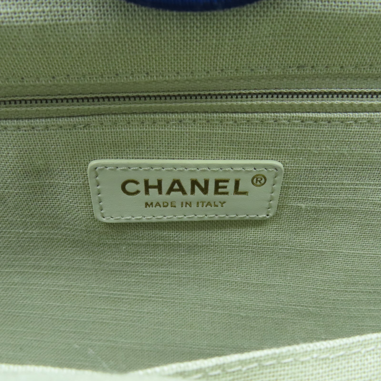 CHANEL 帆布Deauville銀扣手挽肩背兩用袋藍色