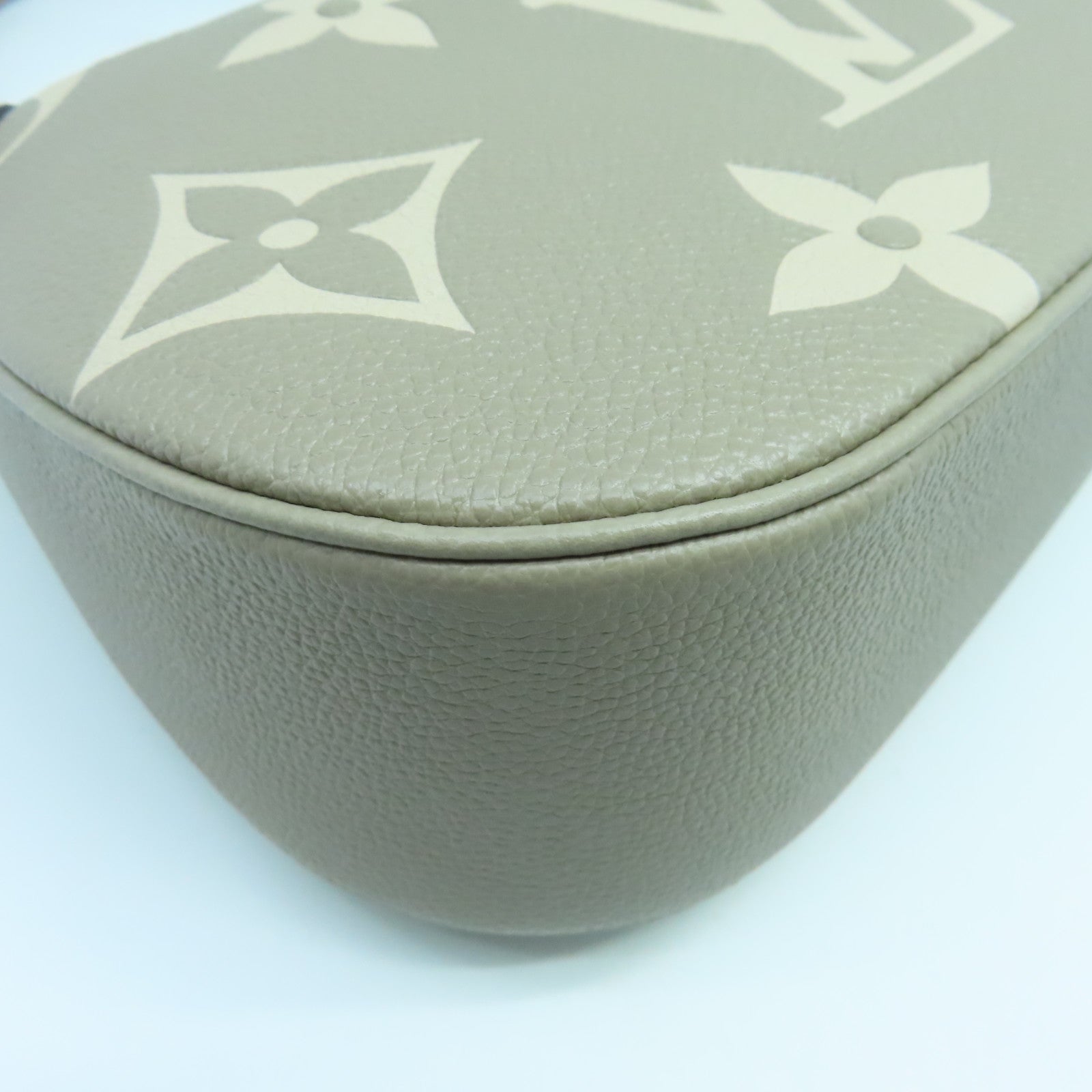 LOUIS VUITTON Monogram Empreinte Bagatelle Gold Buckle Handle Shoulder Bag Turtledove Grey/Cream