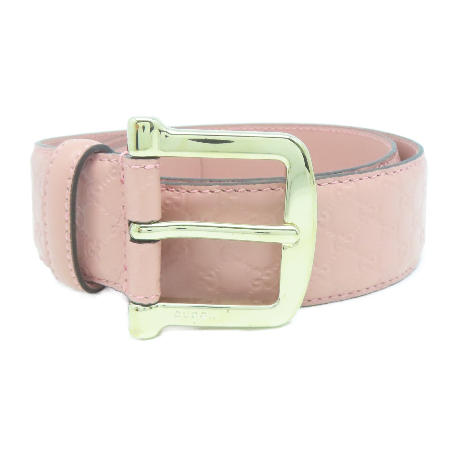 GUCCI Guccissima皮革Micro Guccissima Belt 85cm金扣皮帶粉紅色