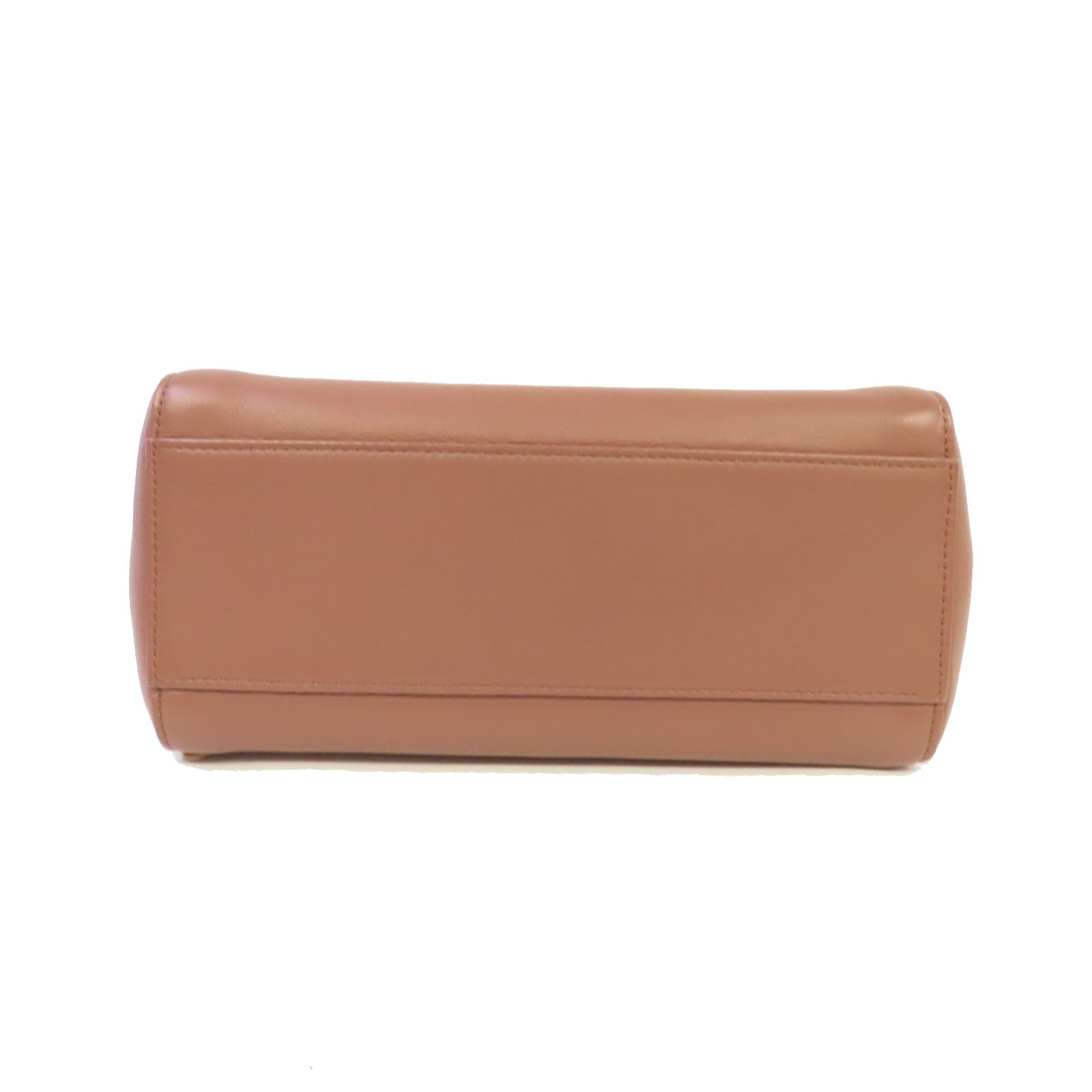 FENDI 羊皮皮革Peekaboo Mini 2Way Shoulder Bag銀扣手挽肩背兩用袋粉杏色