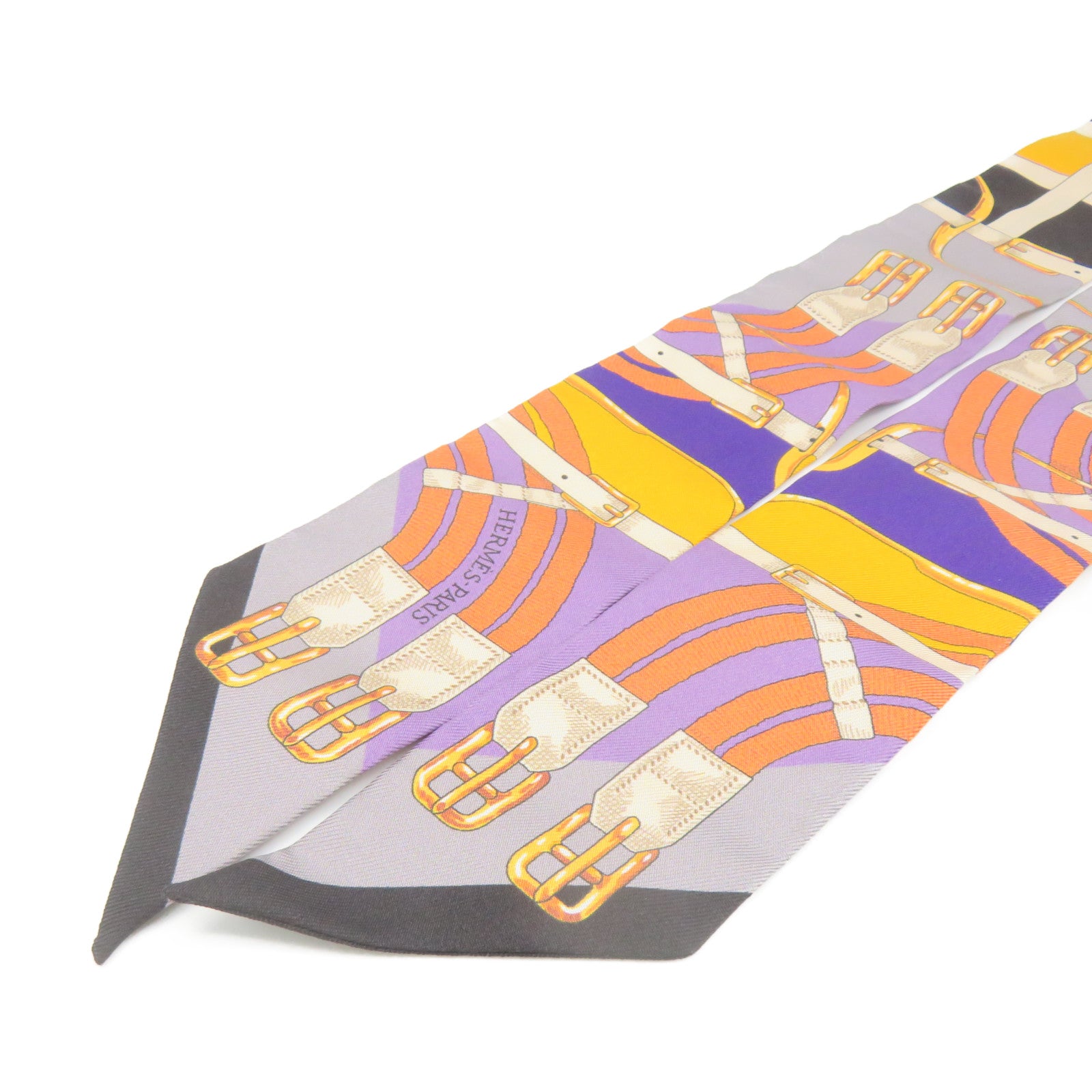 HERMES Silk Twilly Scarf Purple/Yellow/Black/Color