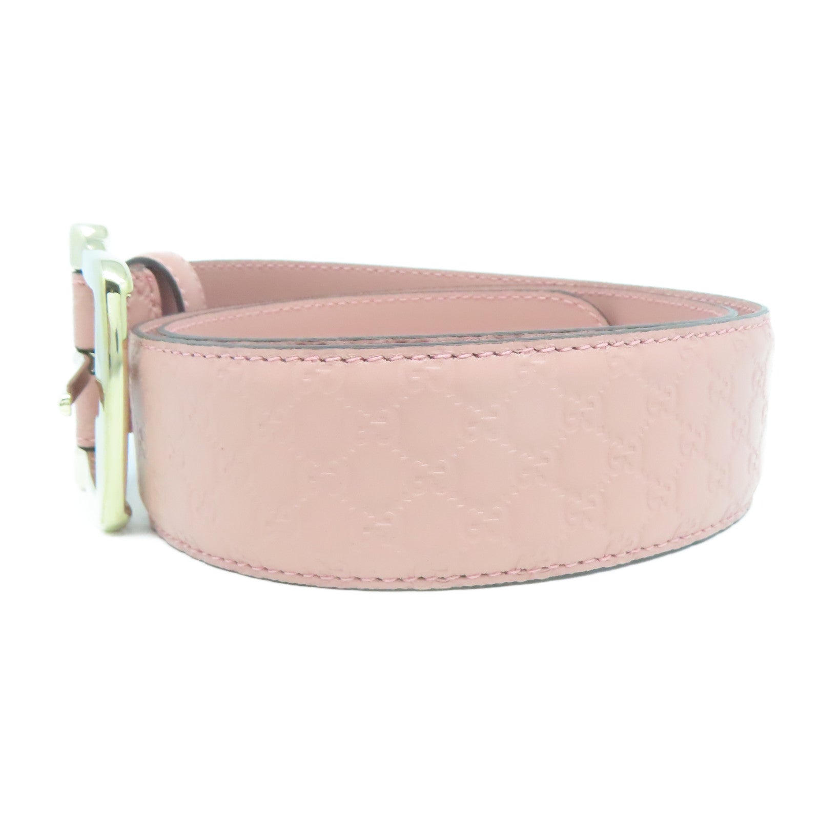 GUCCI Guccissima皮革Micro Guccissima Belt 85cm金扣皮帶粉紅色