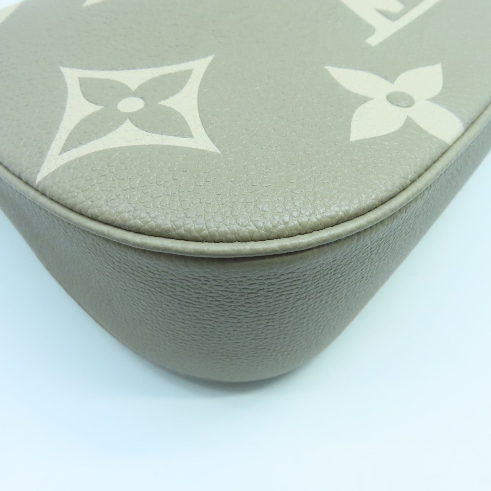 LOUIS VUITTON Monogram Empreinte Bagatelle Gold Buckle Handle Shoulder Bag Turtledove Grey/Cream
